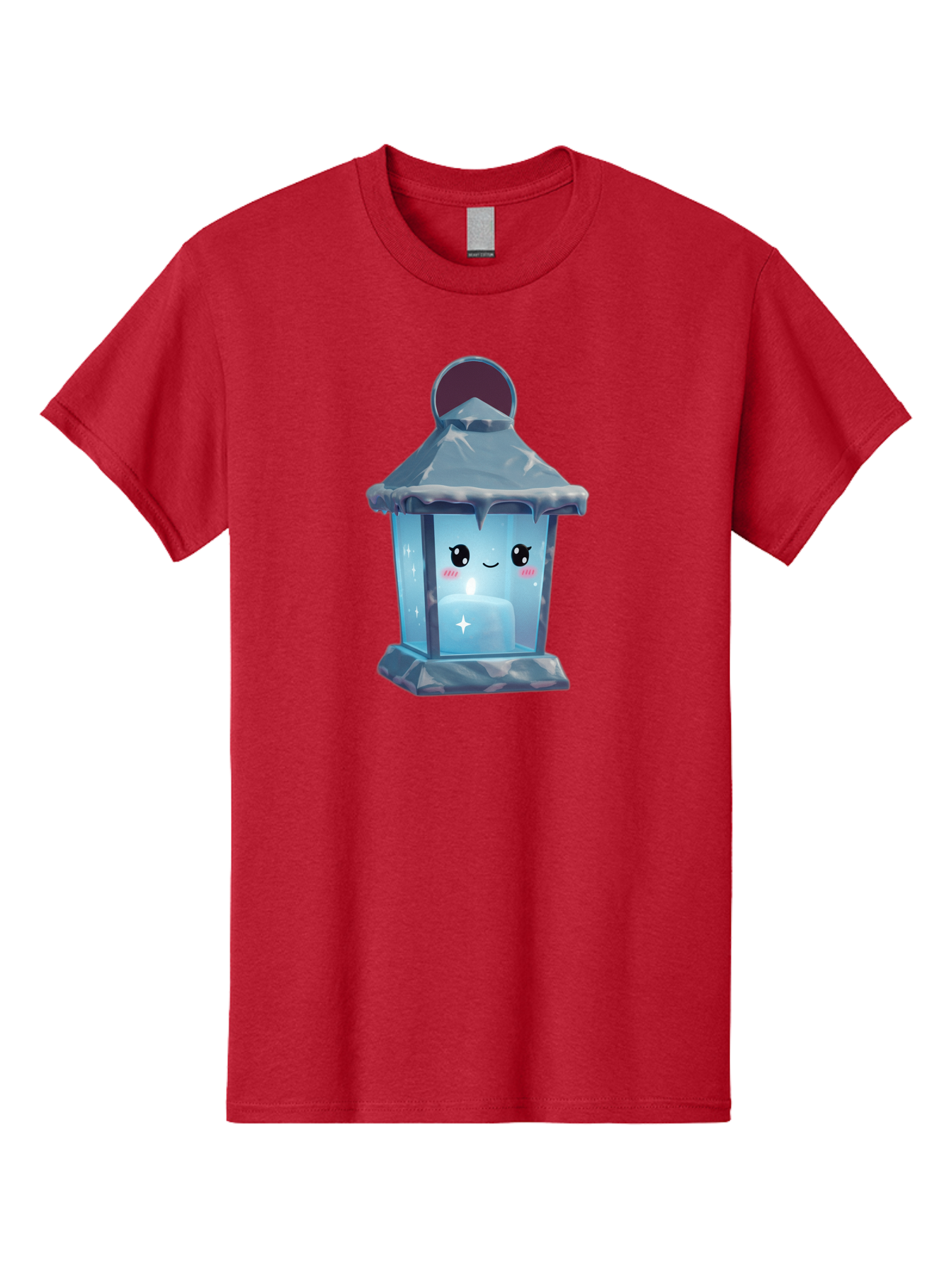 Cute-Lantern-2 Men'S Graphic Tee, 100% Cotton, Comfortable Casual Summer Wear, Machine Washable, Cute Lantern, Cartoon-Style Lantern, Smiling Face, Glowing Candle, Festive Atmosphere, Icy Blue, Sparkly, Adorable Character, Bac967