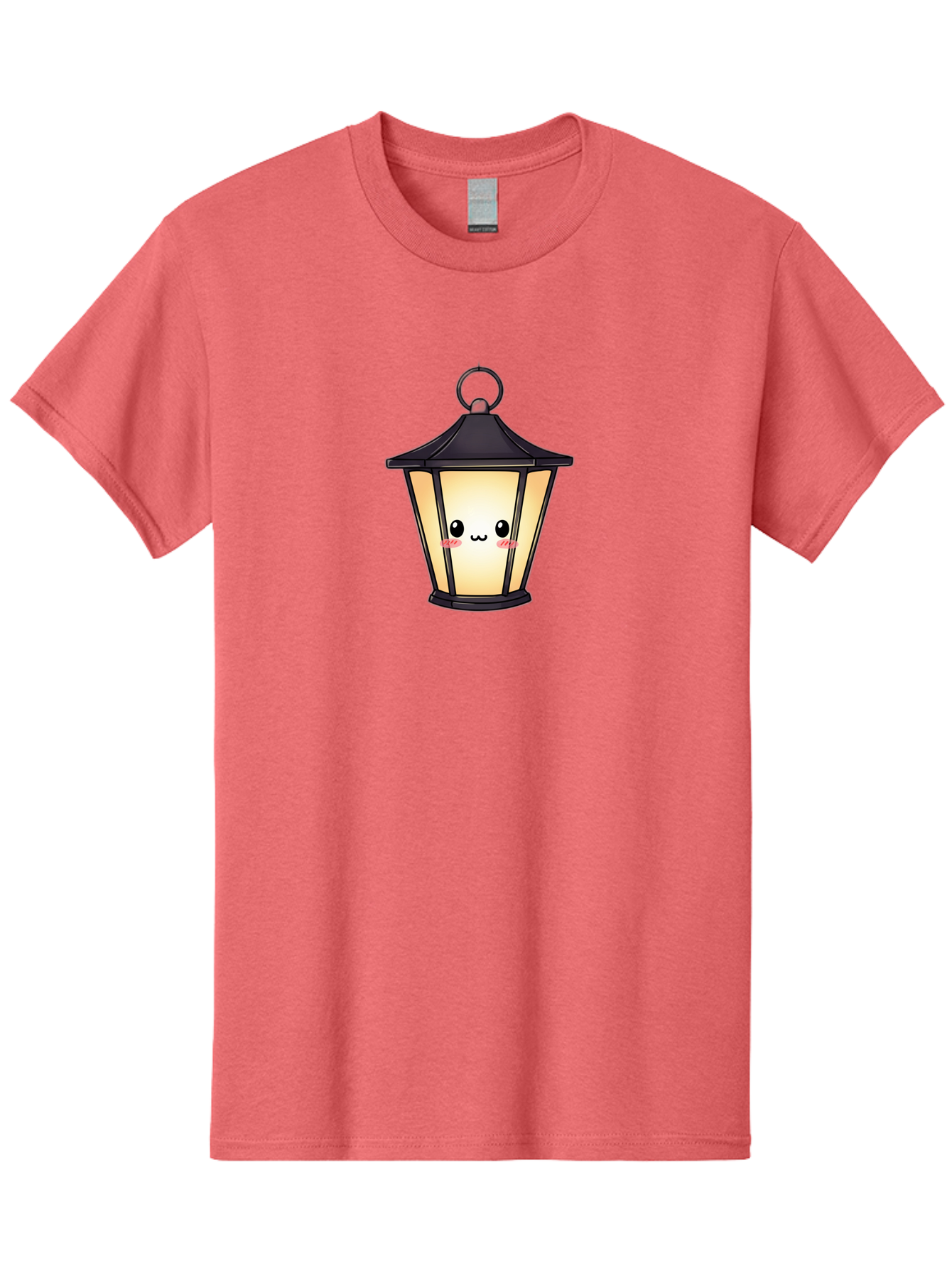 Cute-Lantern-3 Men'S Graphic Tee, 100% Cotton, Comfortable Casual Summer Wear, Machine Washable, Kawaii Lamp, Cute Cartoon Character, Cute Face, Black Lantern, Glowing Light, Hanging Lamp, Adorable Illustration, Soft Lighting, Bac968