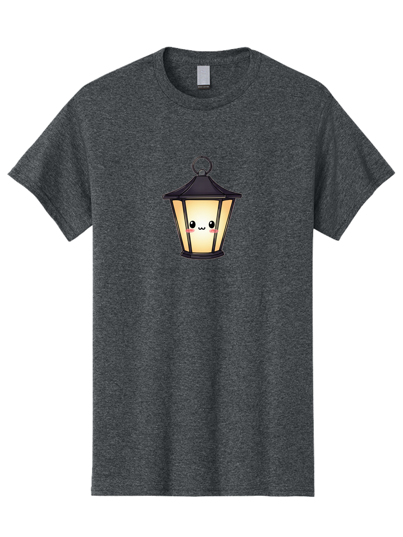 Cute-Lantern-3 Men'S Graphic Tee, 100% Cotton, Comfortable Casual Summer Wear, Machine Washable, Kawaii Lamp, Cute Cartoon Character, Cute Face, Black Lantern, Glowing Light, Hanging Lamp, Adorable Illustration, Soft Lighting, Bac968