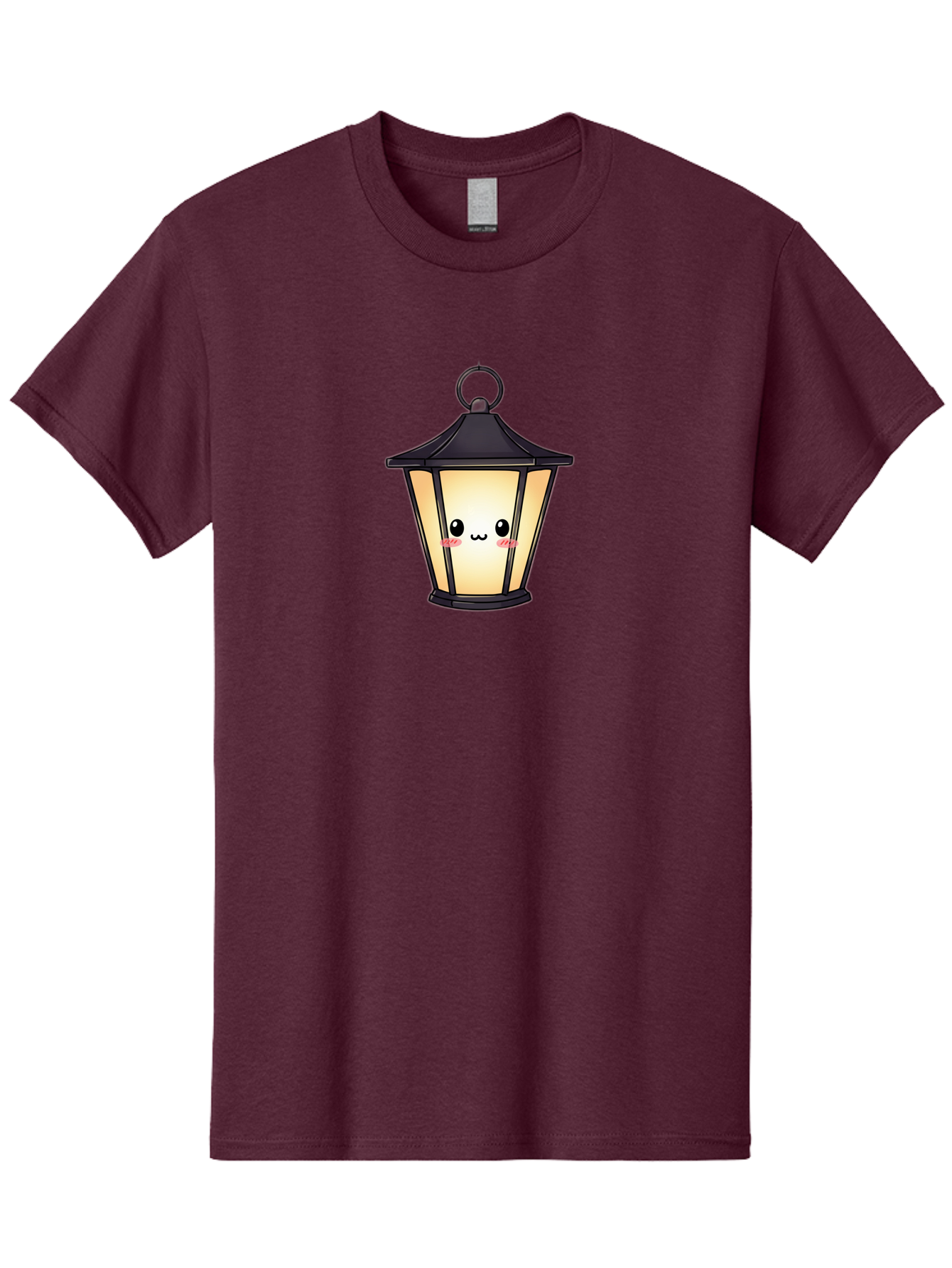 Cute-Lantern-3 Men'S Graphic Tee, 100% Cotton, Comfortable Casual Summer Wear, Machine Washable, Kawaii Lamp, Cute Cartoon Character, Cute Face, Black Lantern, Glowing Light, Hanging Lamp, Adorable Illustration, Soft Lighting, Bac968