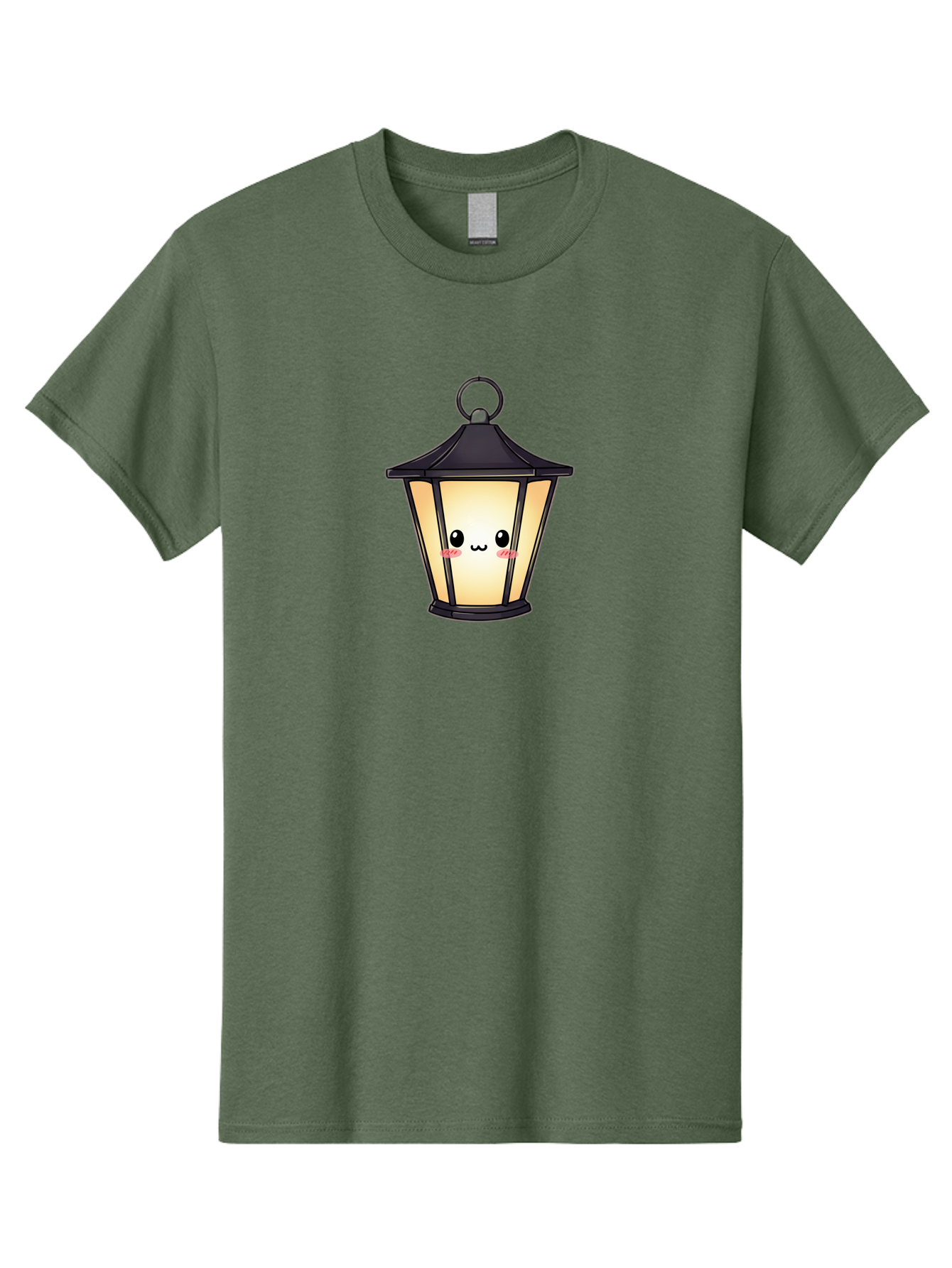 Cute-Lantern-3 Men'S Graphic Tee, 100% Cotton, Comfortable Casual Summer Wear, Machine Washable, Kawaii Lamp, Cute Cartoon Character, Cute Face, Black Lantern, Glowing Light, Hanging Lamp, Adorable Illustration, Soft Lighting, Bac968