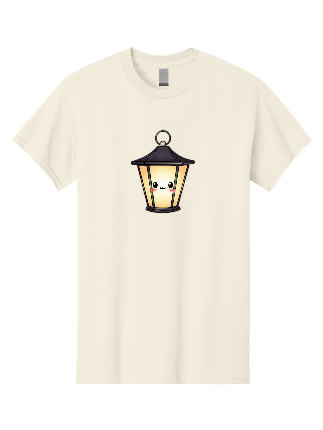 Cute-Lantern-3 Men'S Graphic Tee, 100% Cotton, Comfortable Casual Summer Wear, Machine Washable, Kawaii Lamp, Cute Cartoon Character, Cute Face, Black Lantern, Glowing Light, Hanging Lamp, Adorable Illustration, Soft Lighting, Bac968