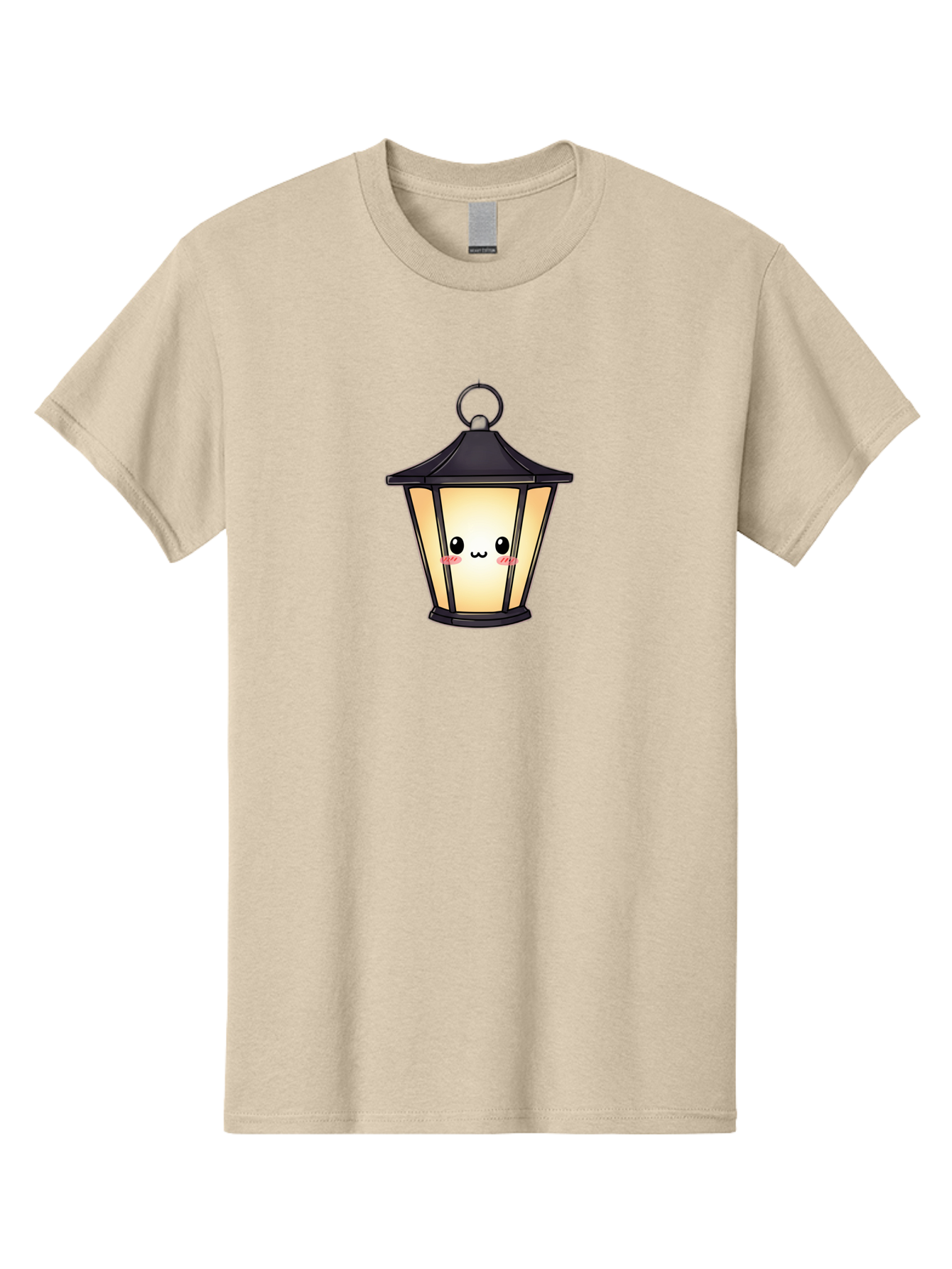 Cute-Lantern-3 Men'S Graphic Tee, 100% Cotton, Comfortable Casual Summer Wear, Machine Washable, Kawaii Lamp, Cute Cartoon Character, Cute Face, Black Lantern, Glowing Light, Hanging Lamp, Adorable Illustration, Soft Lighting, Bac968