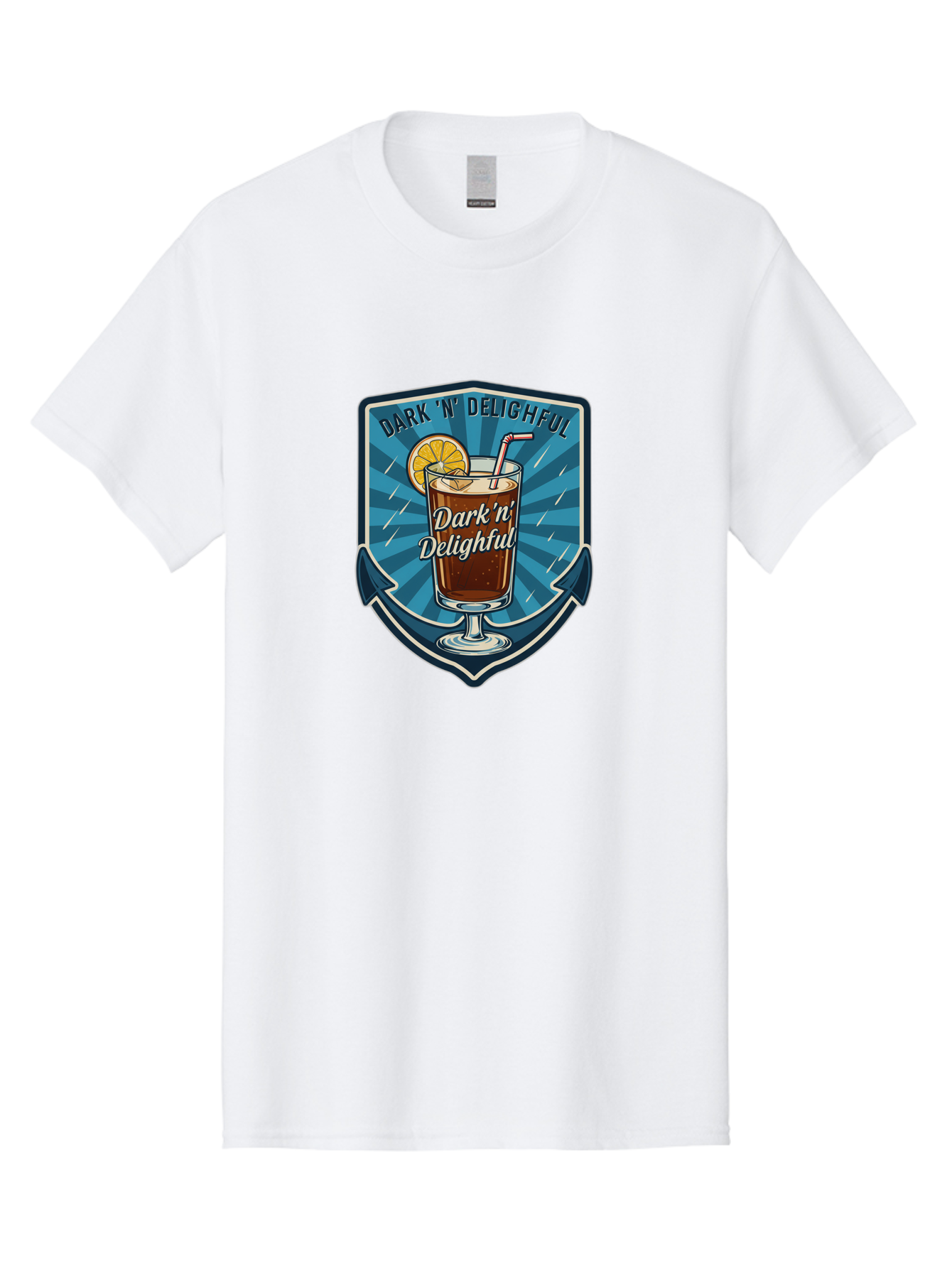 Dark-N-Delighful Men'S Graphic Tee, 100% Cotton, Comfortable Casual Summer Wear, Machine Washable, Iced Tea, Refreshing Drink, Summer Beverage, Cold Brew, Citrus Twist, Summer Vibes, Sweet Tea, Lemon Slice, Straw, Tasty Drink Bac975