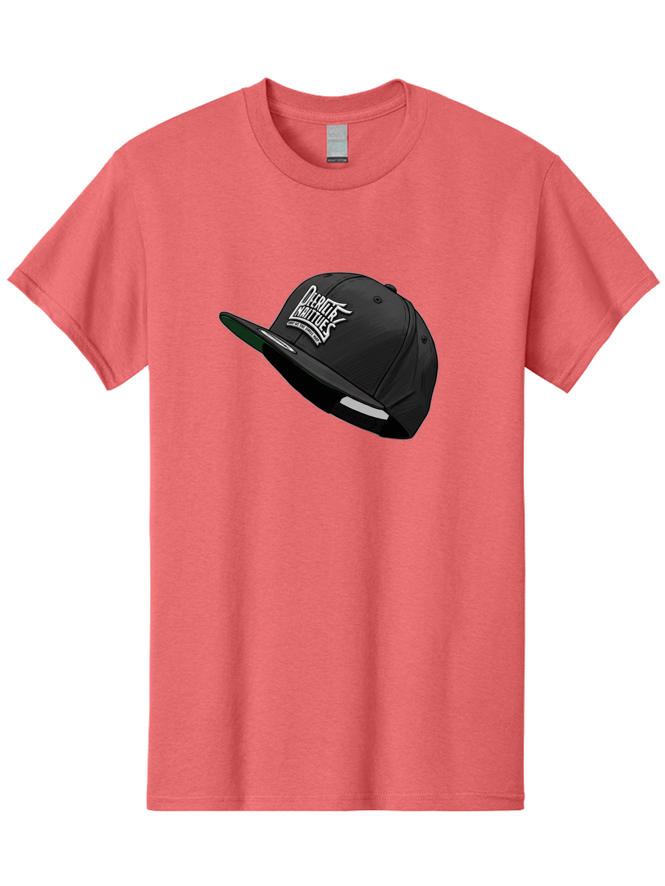 Darktrix-Koutures Men'S Graphic Tee, 100% Cotton, Comfortable Casual Summer Wear, Machine Washable, Black Snapback Hat, Darby Knights Logo, Streetwear Fashion, Casual Wear, Sports Cap, Graffitistyle Text, White Logo On Black Cap Bac976