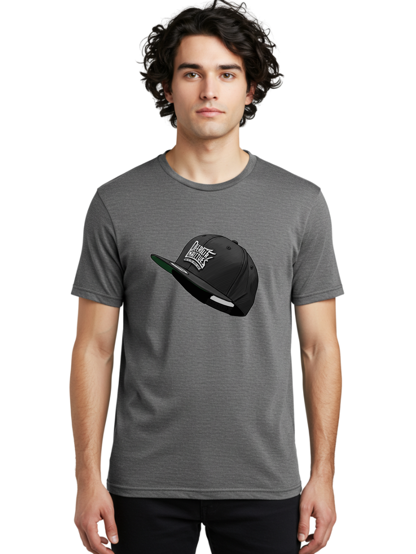 Darktrix-Koutures Men'S Graphic Tee, 100% Cotton, Comfortable Casual Summer Wear, Machine Washable, Black Snapback Hat, Darby Knights Logo, Streetwear Fashion, Casual Wear, Sports Cap, Graffitistyle Text, White Logo On Black Cap Bac976