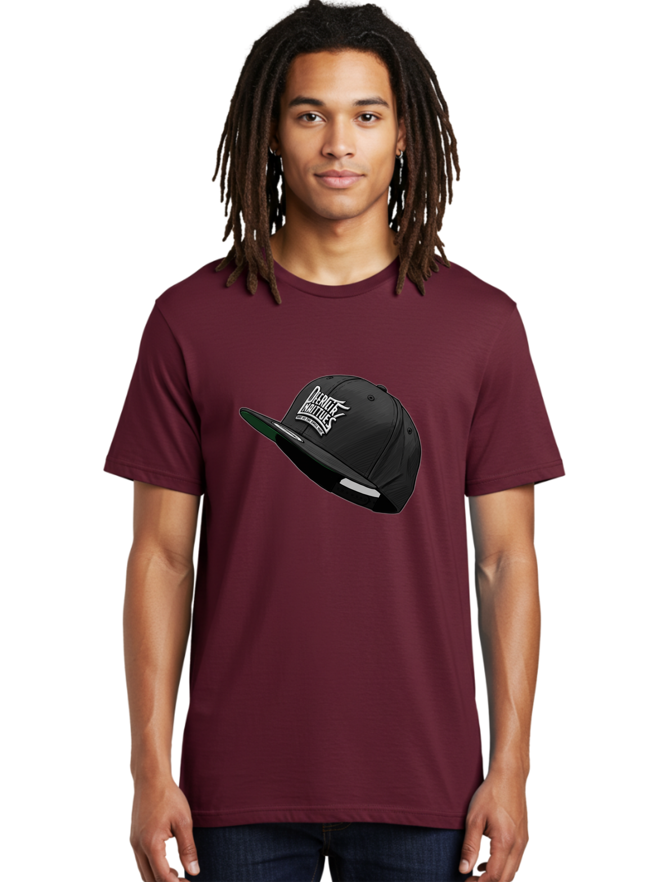 Darktrix-Koutures Men'S Graphic Tee, 100% Cotton, Comfortable Casual Summer Wear, Machine Washable, Black Snapback Hat, Darby Knights Logo, Streetwear Fashion, Casual Wear, Sports Cap, Graffitistyle Text, White Logo On Black Cap Bac976