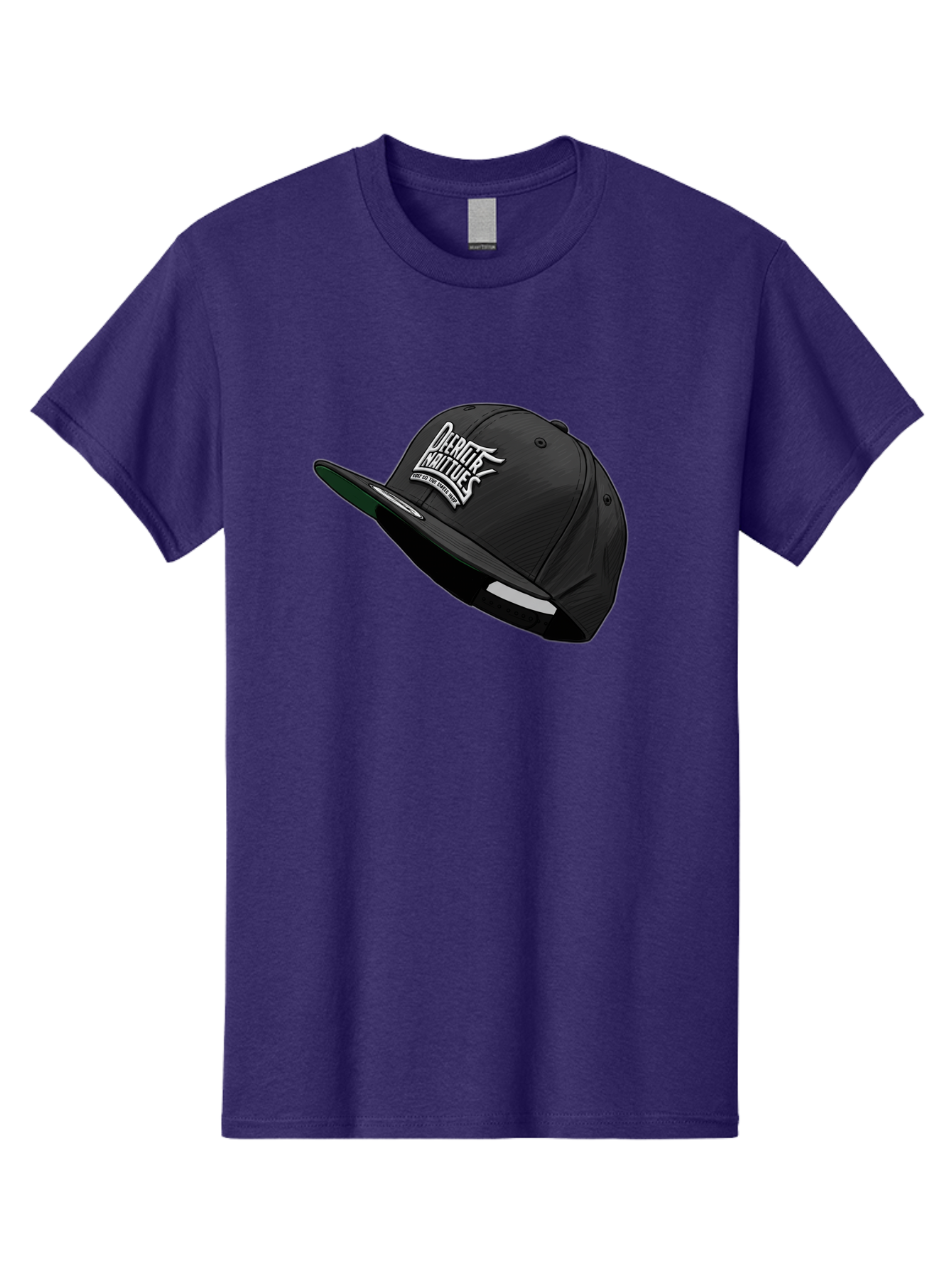 Darktrix-Koutures Men'S Graphic Tee, 100% Cotton, Comfortable Casual Summer Wear, Machine Washable, Black Snapback Hat, Darby Knights Logo, Streetwear Fashion, Casual Wear, Sports Cap, Graffitistyle Text, White Logo On Black Cap Bac976