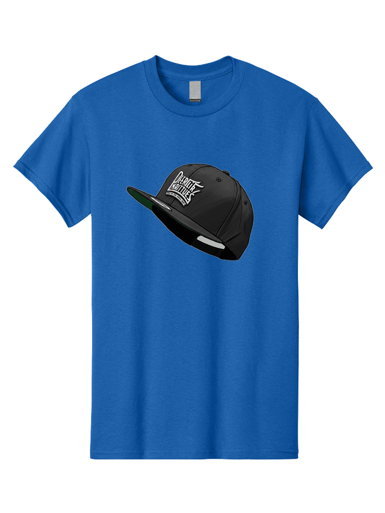 Darktrix-Koutures Men'S Graphic Tee, 100% Cotton, Comfortable Casual Summer Wear, Machine Washable, Black Snapback Hat, Darby Knights Logo, Streetwear Fashion, Casual Wear, Sports Cap, Graffitistyle Text, White Logo On Black Cap Bac976