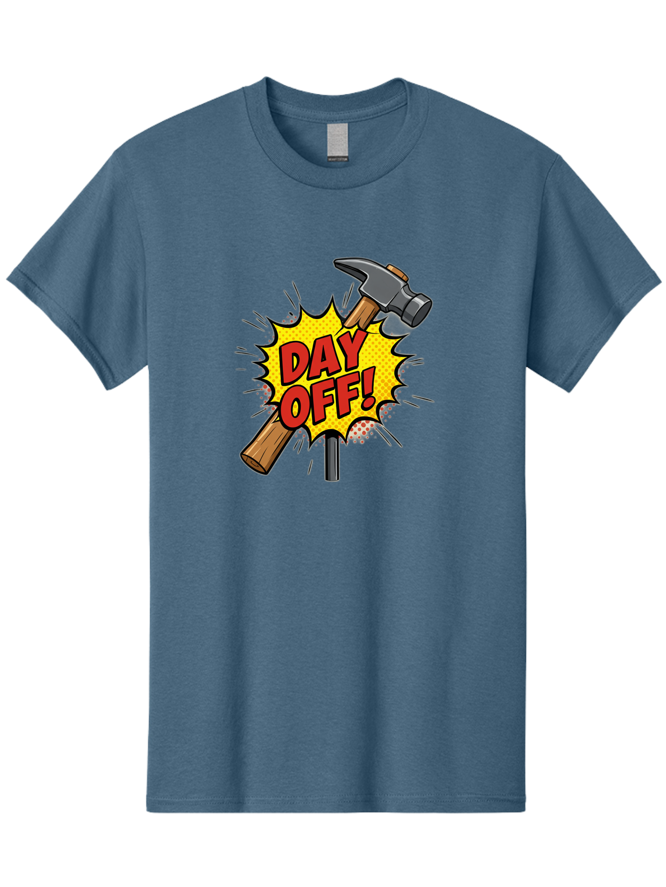 Day-Off Men'S Graphic Tee, 100% Cotton, Comfortable Casual Summer Wear, Machine Washable, Day Off, Hammer And Nail, Comic Cartoon Theme, Labor Day Off, Relaxed Workday, Fun Humor, Playful, Humorous, Playful Vibe, Relaxed Atmosphere Bac979