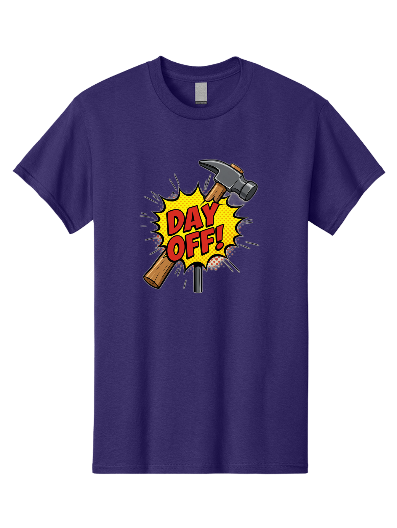 Day-Off Men'S Graphic Tee, 100% Cotton, Comfortable Casual Summer Wear, Machine Washable, Day Off, Hammer And Nail, Comic Cartoon Theme, Labor Day Off, Relaxed Workday, Fun Humor, Playful, Humorous, Playful Vibe, Relaxed Atmosphere Bac979