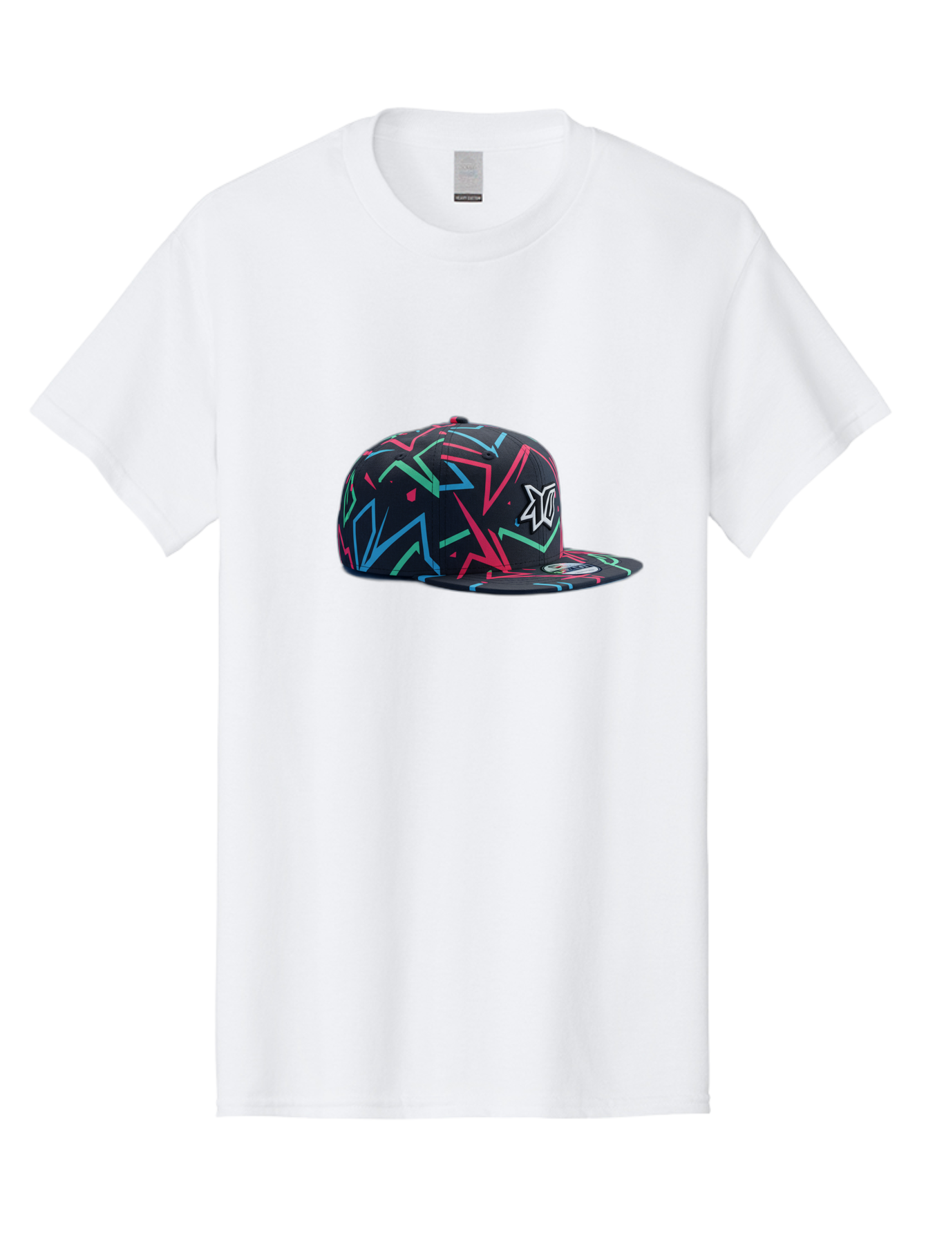 Dc-Hat Men'S Graphic Tee, 100% Cotton, Comfortable Casual Summer Wear, Machine Washable, Dc Hat, Snapback Cap, Graffiti Design, Streetwear Fashion, Urban Style, Neon Colors, Bold Graphics, Skateboarding Apparel, Dc Logo Bac981