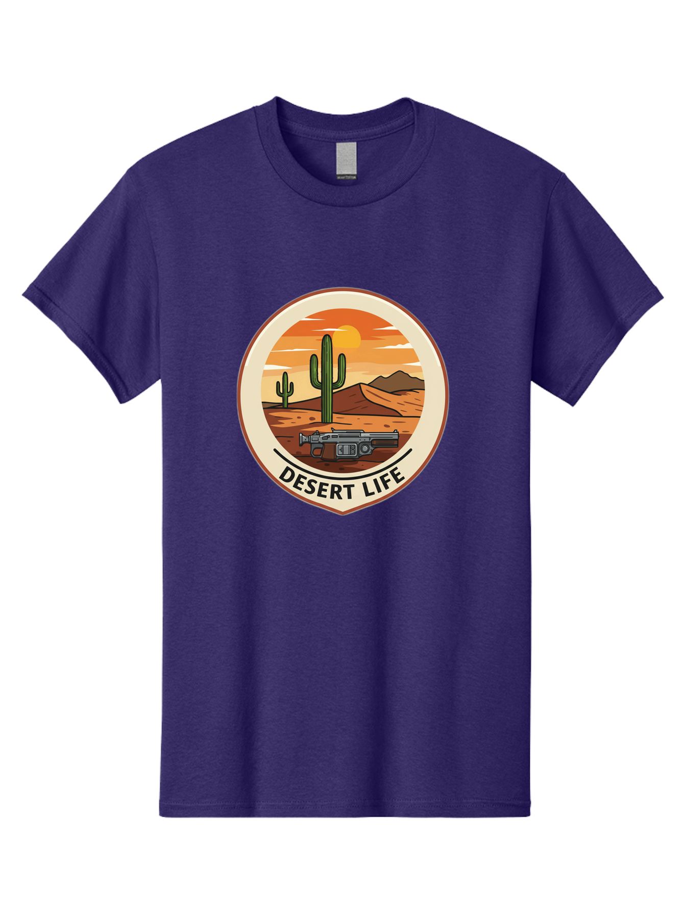 Desert-Life-7 Men'S Graphic Tee, 100% Cotton, Comfortable Casual Summer Wear, Machine Washable, Desert Landscape, Cacti, Western Scenery, Revolver, Iconic Imagery, Adventure Theme, Desert Life Bac993