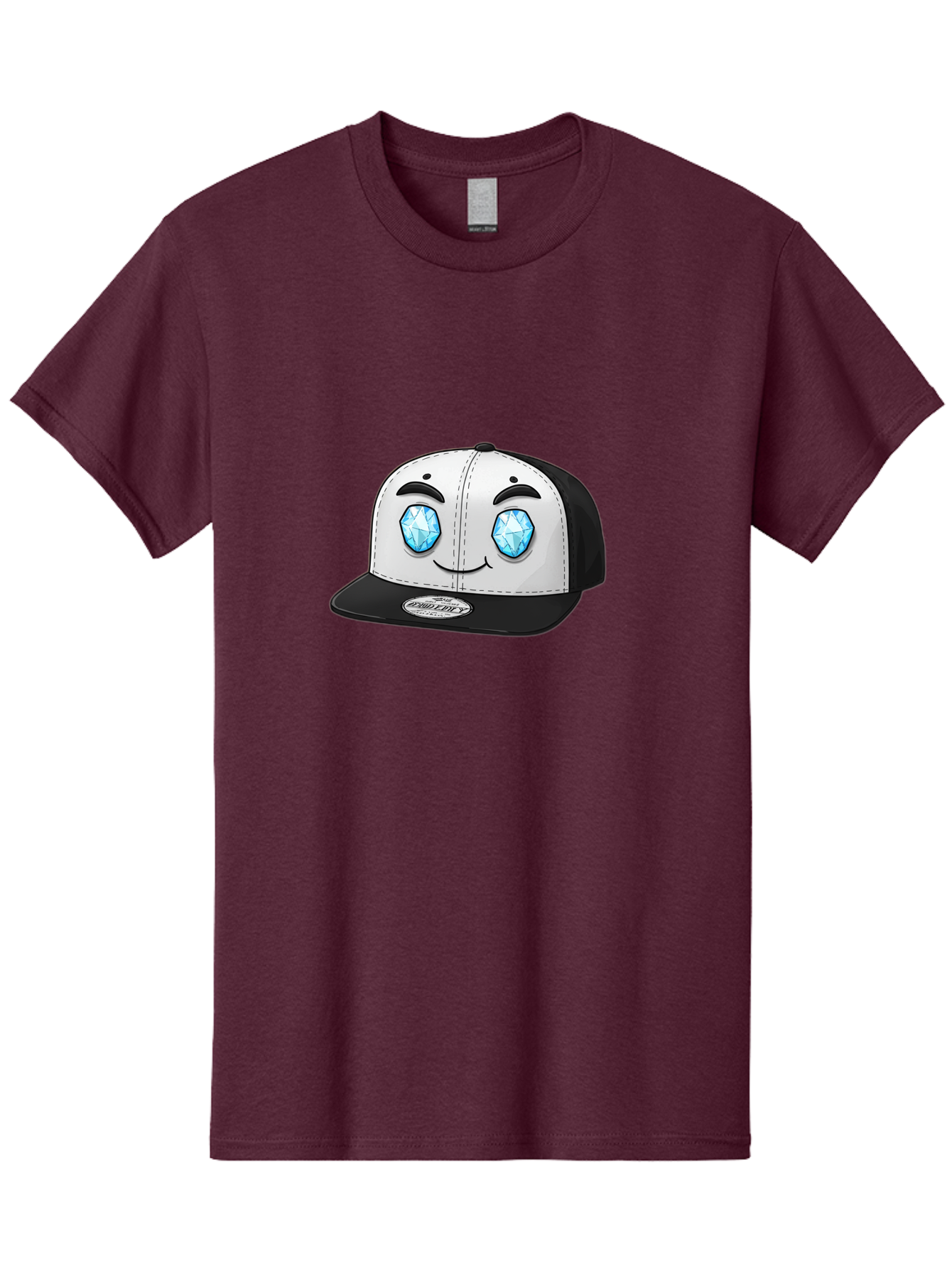 Diamond-Eyes-Cap Men'S Graphic Tee, 100% Cotton, Comfortable Casual Summer Wear, Machine Washable, Cartoon Hat, Black And White Cap, Diamond Eyes, Smiling Face, Streetwear Fashion, Urban Style, Cool Accessories, Trendy Clothing Bac998