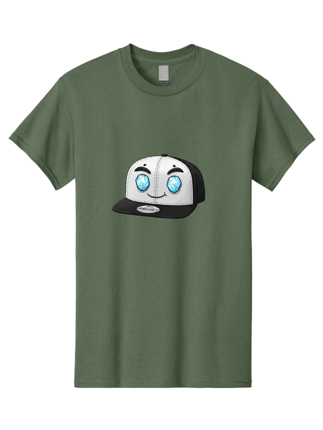 Diamond-Eyes-Cap Men'S Graphic Tee, 100% Cotton, Comfortable Casual Summer Wear, Machine Washable, Cartoon Hat, Black And White Cap, Diamond Eyes, Smiling Face, Streetwear Fashion, Urban Style, Cool Accessories, Trendy Clothing Bac998