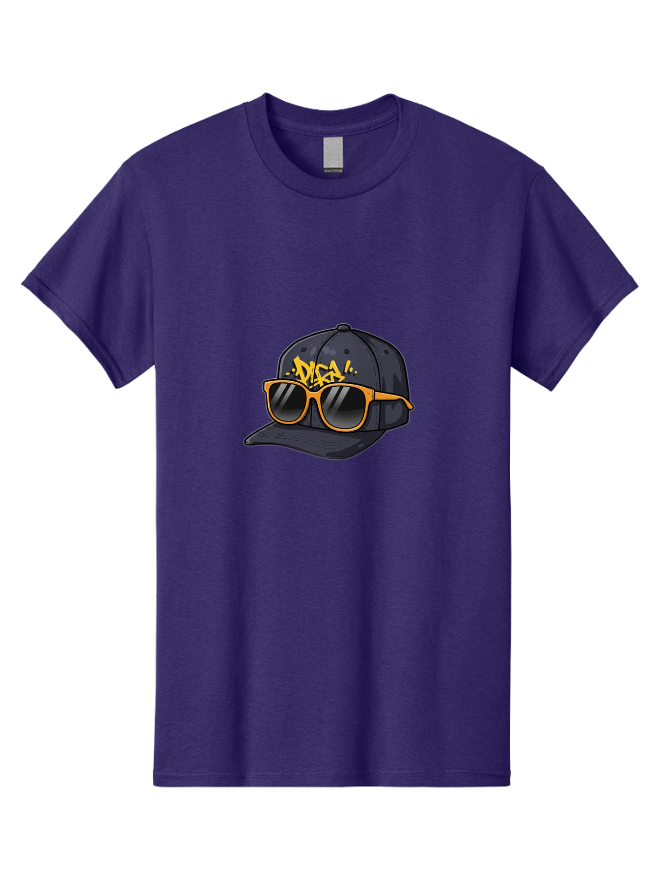 Disa Men'S Graphic Tee, 100% Cotton, Comfortable Casual Summer Wear, Machine Washable, Graffiti Style Cap, Trendy Sunglasses, Bold Fashion, Streetwear, Cool Accessories, Yellow Accents, Casual Style Bad004