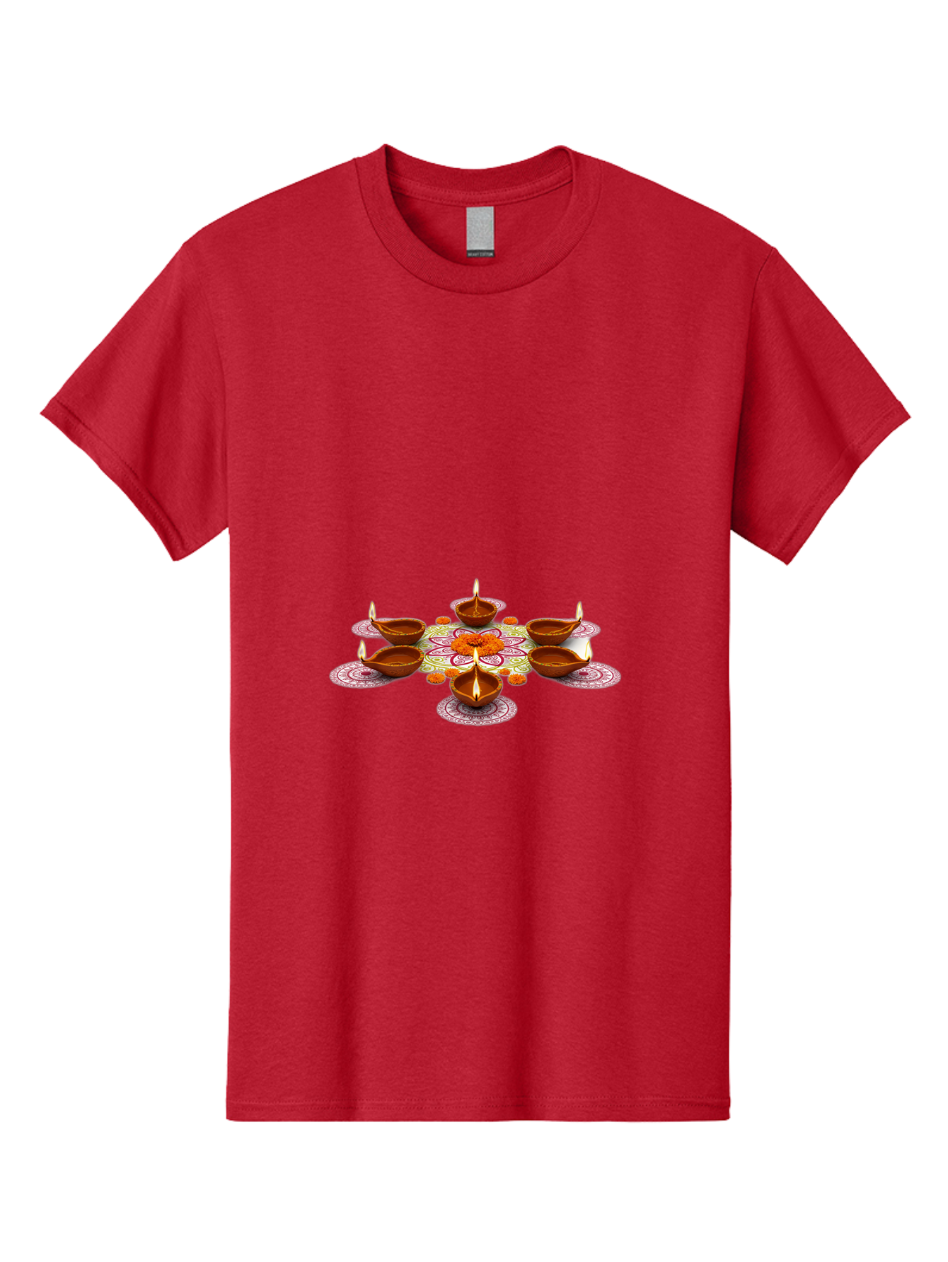 Diwali-Diyas Men'S Graphic Tee, 100% Cotton, Comfortable Casual Summer Wear, Machine Washable, Diwali Diyas, Traditional Indian Lamps, Festive Decorations, Vibrant Colors, Cultural Heritage, Diwali Celebration, Hindu Festival, Rangoli Design, Bad006