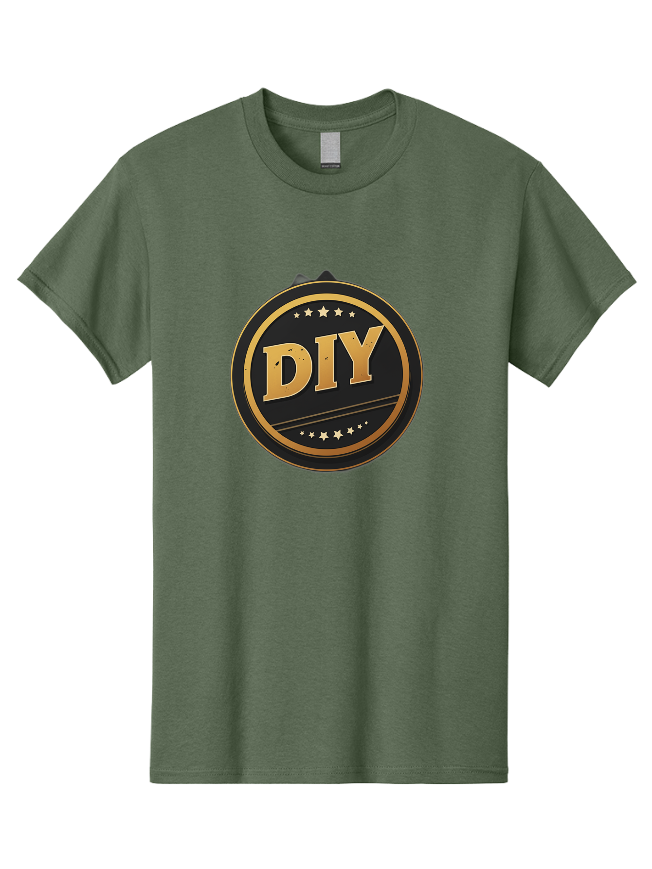 Diy-1 Men'S Graphic Tee, 100% Cotton, Comfortable Casual Summer Wear, Machine Washable, Diy Logo, Gold Lettering, Circular Design, Stars, Handmade, Crafting, Home Improvement, Diy Projects, Creative Ideas Bad009