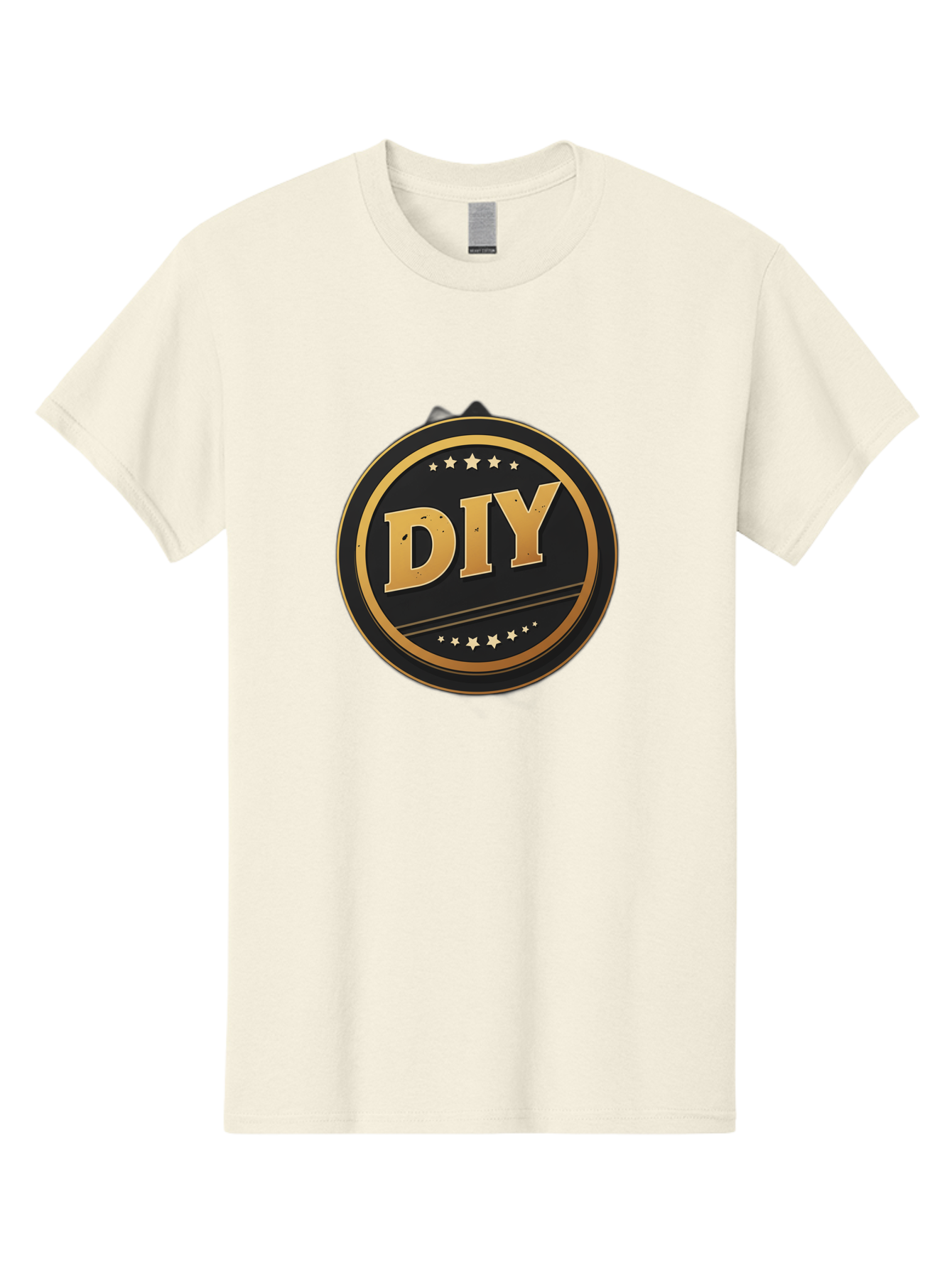 Diy-1 Men'S Graphic Tee, 100% Cotton, Comfortable Casual Summer Wear, Machine Washable, Diy Logo, Gold Lettering, Circular Design, Stars, Handmade, Crafting, Home Improvement, Diy Projects, Creative Ideas Bad009