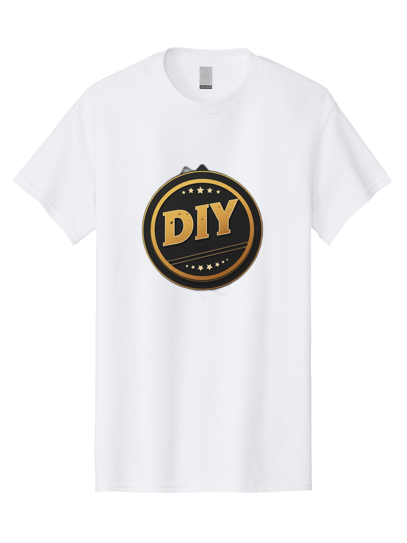 Diy-1 Men'S Graphic Tee, 100% Cotton, Comfortable Casual Summer Wear, Machine Washable, Diy Logo, Gold Lettering, Circular Design, Stars, Handmade, Crafting, Home Improvement, Diy Projects, Creative Ideas Bad009