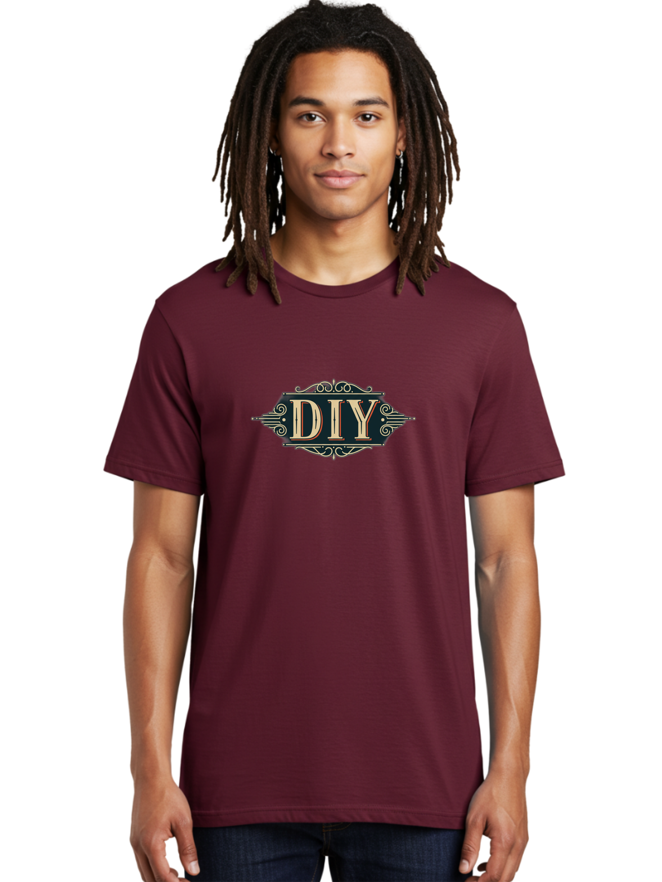 Diy-2 Men'S Graphic Tee, 100% Cotton, Comfortable Casual Summer Wear, Machine Washable, Diy Logo, Vintage Typography, Ornate Design, Handmade Crafts, Creative Projects, Decorative Elements, Retro Aesthetic, Diy Inspiration Bad010