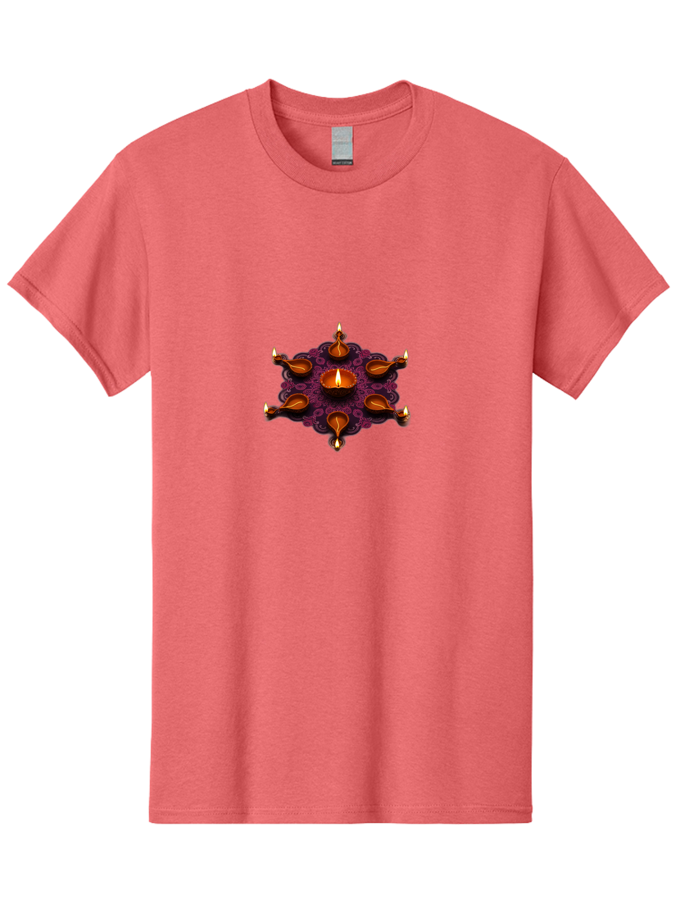 Diya-Diwali Men'S Graphic Tee, 100% Cotton, Comfortable Casual Summer Wear, Machine Washable, Diwali Diya, Clay Lamps, Oil Lamp, Traditional Indian Lighting, Diwali Decorations, Festive Atmosphere, Hindu Festival, Celebration, Indian Culture, Bad017