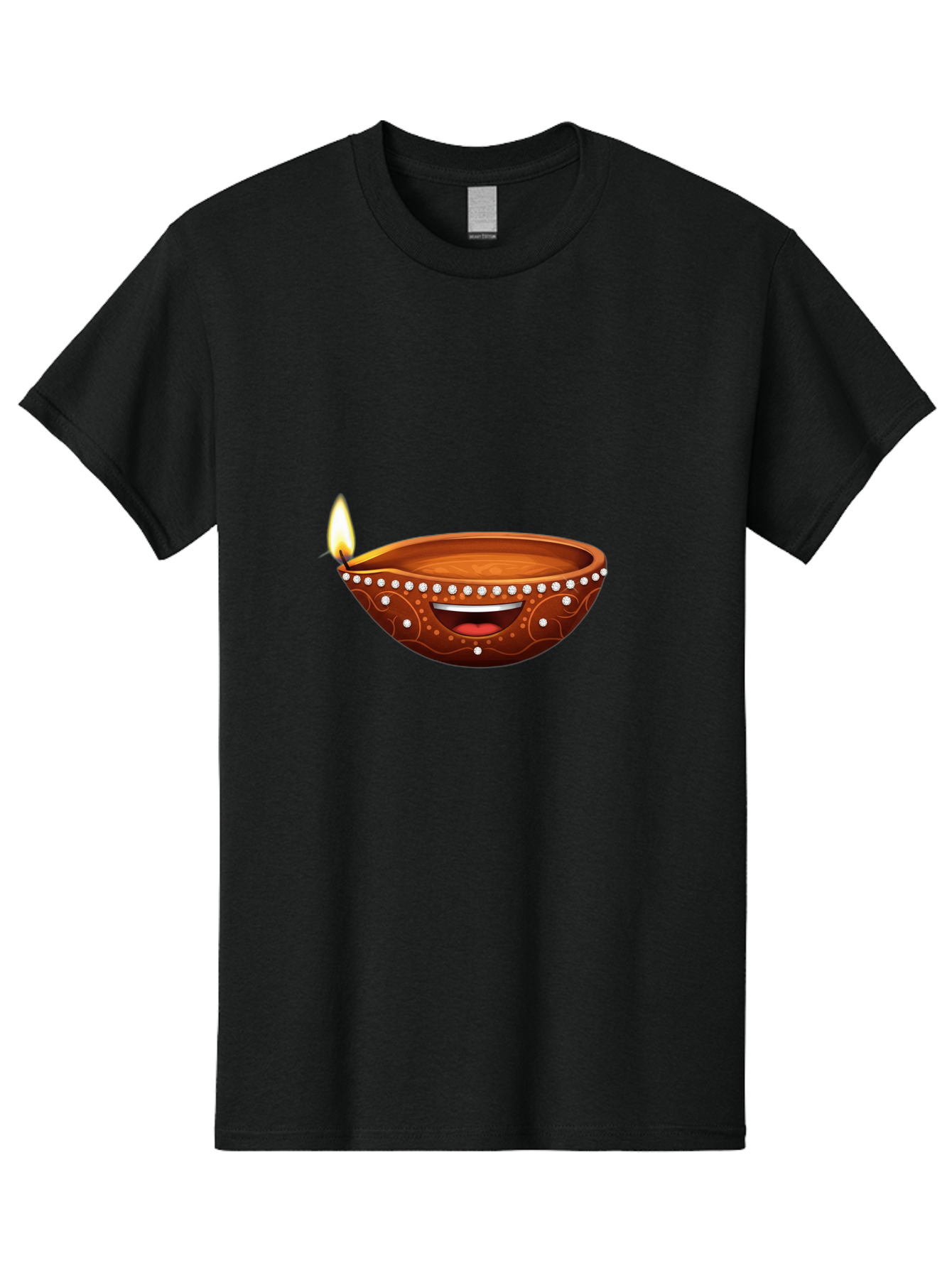 Diya-Lamp-2 Men'S Graphic Tee, 100% Cotton, Comfortable Casual Summer Wear, Machine Washable, Clay Diya Lamp, Lit Diya, Festive Diwali Decoration, Happy Diwali, Traditional Indian Lamp, Diwali Celebration, Diwali Diya, Indian Culture Bad019