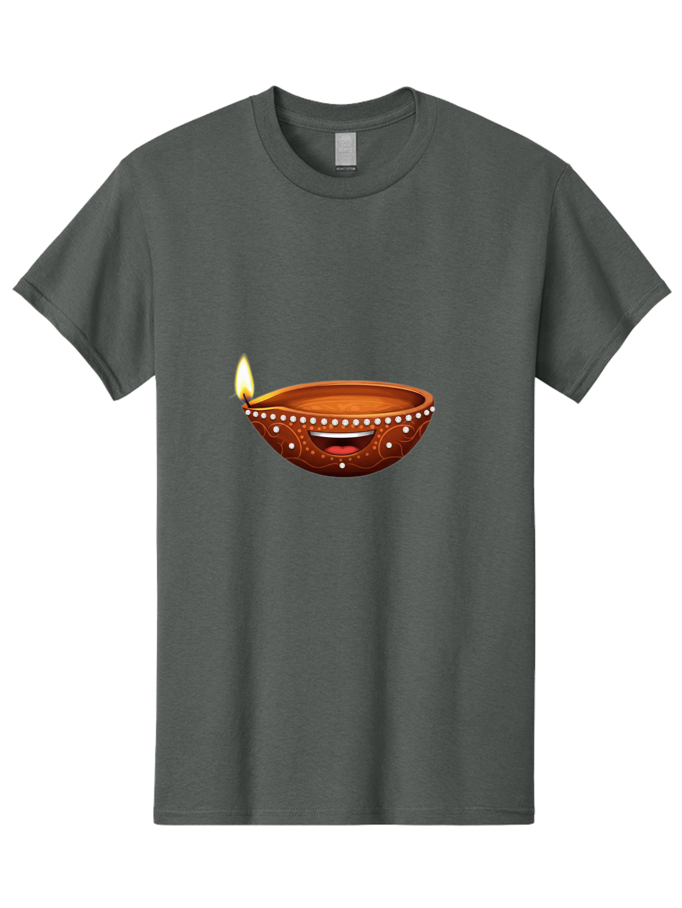 Diya-Lamp-2 Men'S Graphic Tee, 100% Cotton, Comfortable Casual Summer Wear, Machine Washable, Clay Diya Lamp, Lit Diya, Festive Diwali Decoration, Happy Diwali, Traditional Indian Lamp, Diwali Celebration, Diwali Diya, Indian Culture Bad019