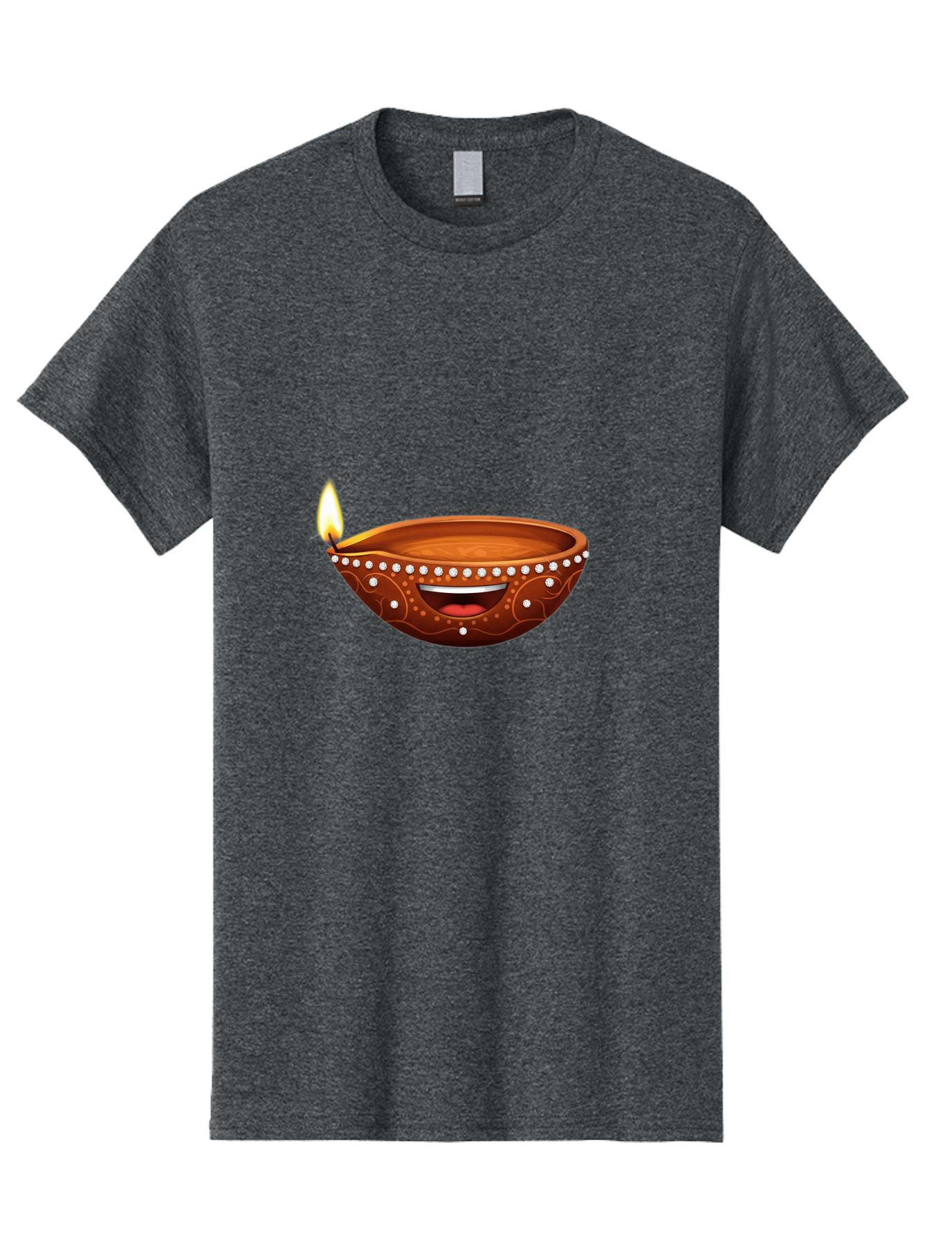 Diya-Lamp-2 Men'S Graphic Tee, 100% Cotton, Comfortable Casual Summer Wear, Machine Washable, Clay Diya Lamp, Lit Diya, Festive Diwali Decoration, Happy Diwali, Traditional Indian Lamp, Diwali Celebration, Diwali Diya, Indian Culture Bad019