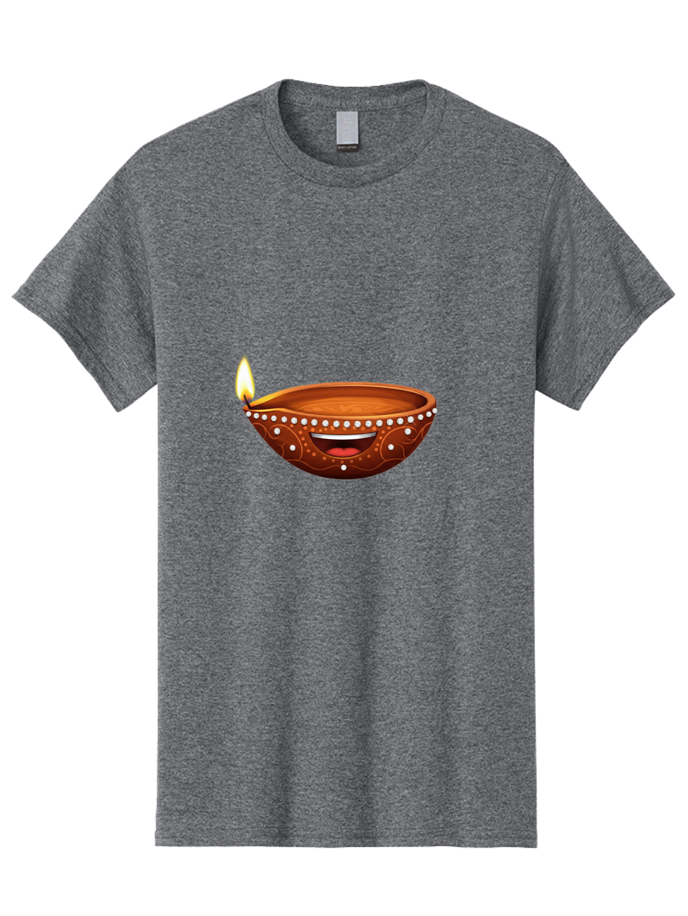 Diya-Lamp-2 Men'S Graphic Tee, 100% Cotton, Comfortable Casual Summer Wear, Machine Washable, Clay Diya Lamp, Lit Diya, Festive Diwali Decoration, Happy Diwali, Traditional Indian Lamp, Diwali Celebration, Diwali Diya, Indian Culture Bad019