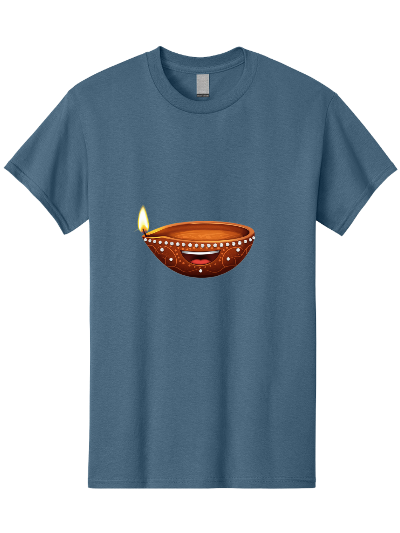 Diya-Lamp-2 Men'S Graphic Tee, 100% Cotton, Comfortable Casual Summer Wear, Machine Washable, Clay Diya Lamp, Lit Diya, Festive Diwali Decoration, Happy Diwali, Traditional Indian Lamp, Diwali Celebration, Diwali Diya, Indian Culture Bad019