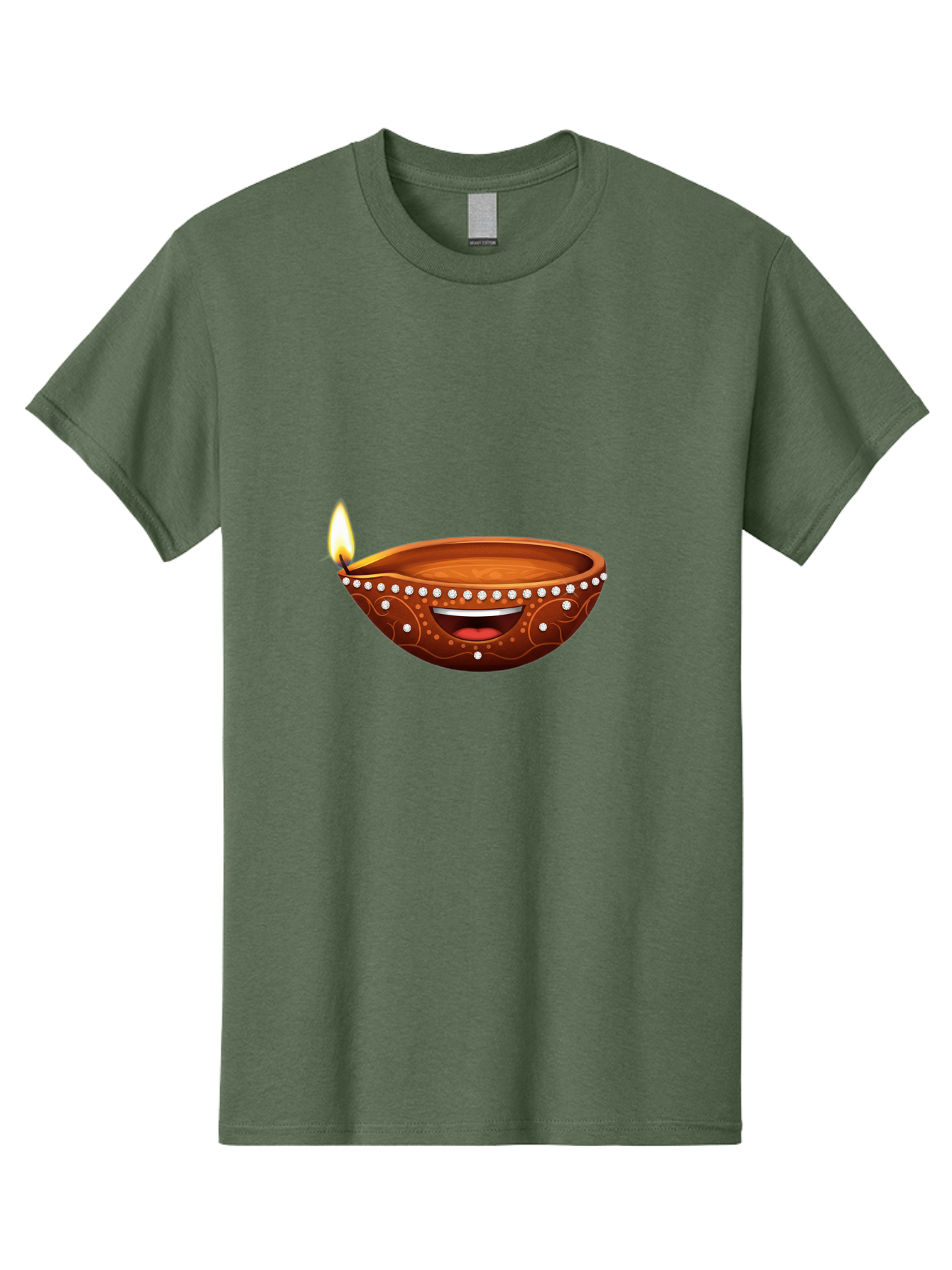 Diya-Lamp-2 Men'S Graphic Tee, 100% Cotton, Comfortable Casual Summer Wear, Machine Washable, Clay Diya Lamp, Lit Diya, Festive Diwali Decoration, Happy Diwali, Traditional Indian Lamp, Diwali Celebration, Diwali Diya, Indian Culture Bad019