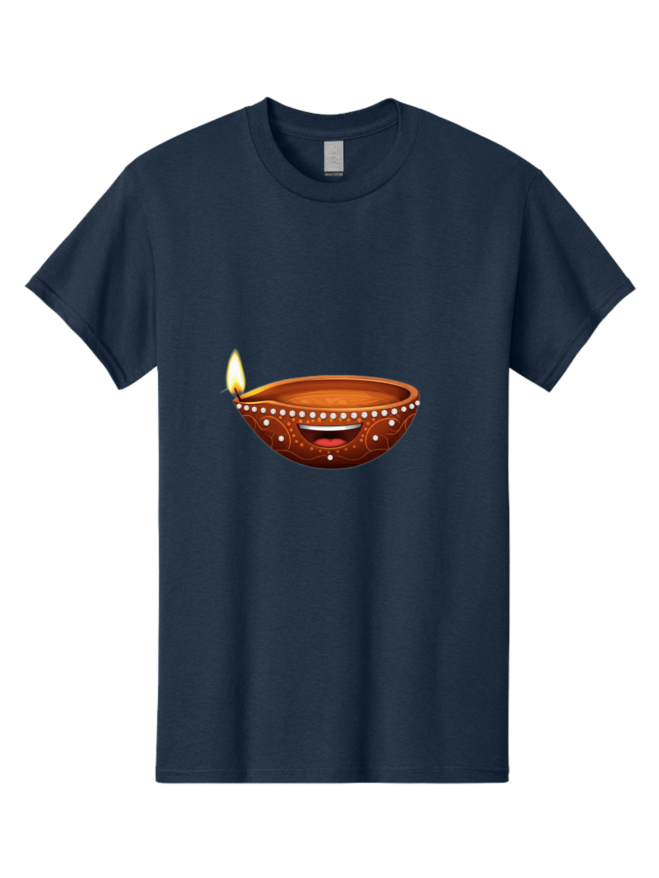Diya-Lamp-2 Men'S Graphic Tee, 100% Cotton, Comfortable Casual Summer Wear, Machine Washable, Clay Diya Lamp, Lit Diya, Festive Diwali Decoration, Happy Diwali, Traditional Indian Lamp, Diwali Celebration, Diwali Diya, Indian Culture Bad019