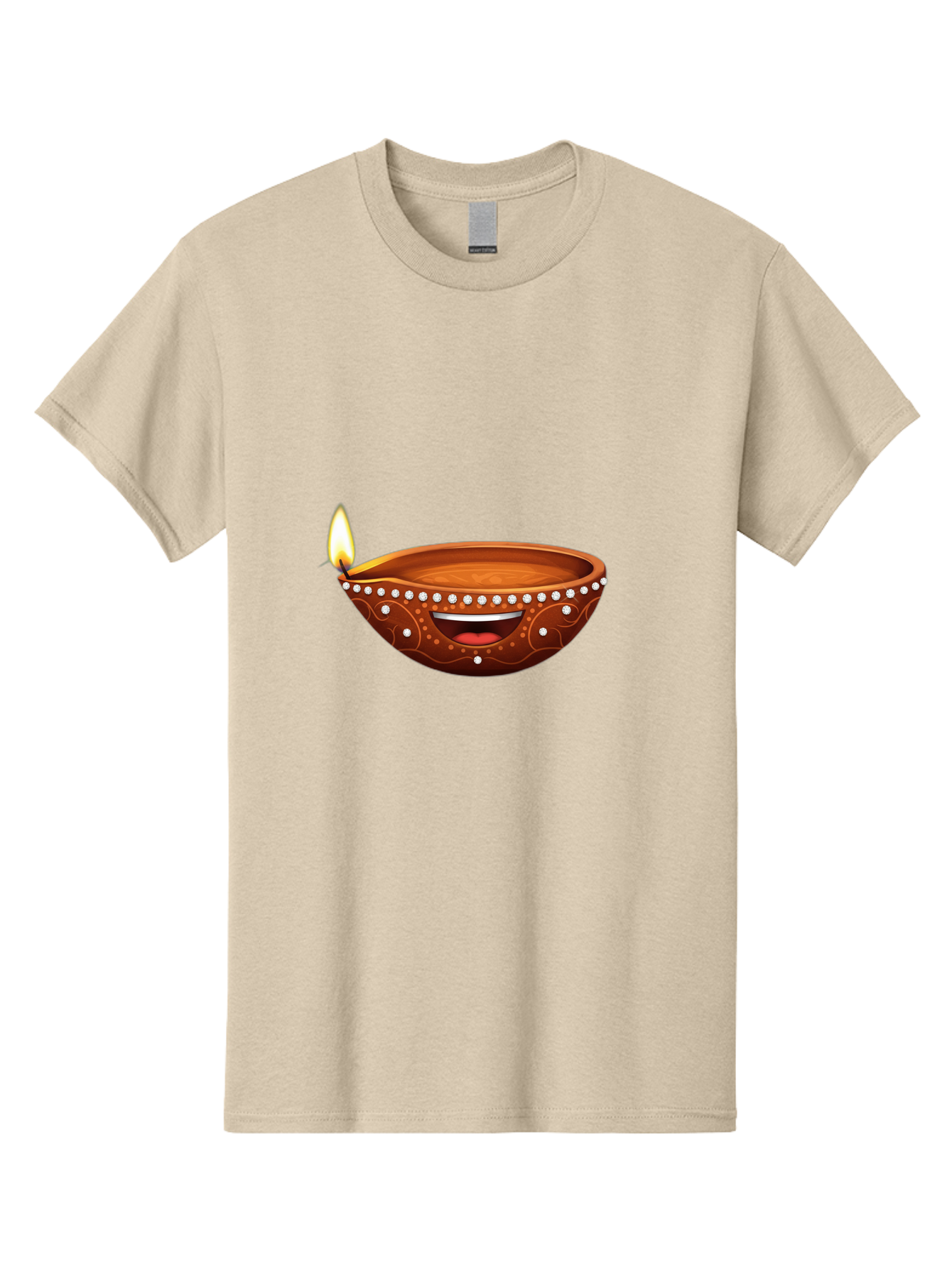 Diya-Lamp-2 Men'S Graphic Tee, 100% Cotton, Comfortable Casual Summer Wear, Machine Washable, Clay Diya Lamp, Lit Diya, Festive Diwali Decoration, Happy Diwali, Traditional Indian Lamp, Diwali Celebration, Diwali Diya, Indian Culture Bad019