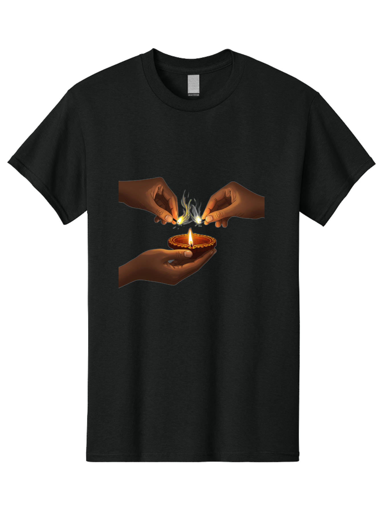 Diya-Lighting Men'S Graphic Tee, 100% Cotton, Comfortable Casual Summer Wear, Machine Washable, Lighting Diya, Traditional Indian Lamp, Unity In Diversity, Cultural Heritage, Festive Atmosphere, Togetherness, Harmony, Diwali Celebration Bad027