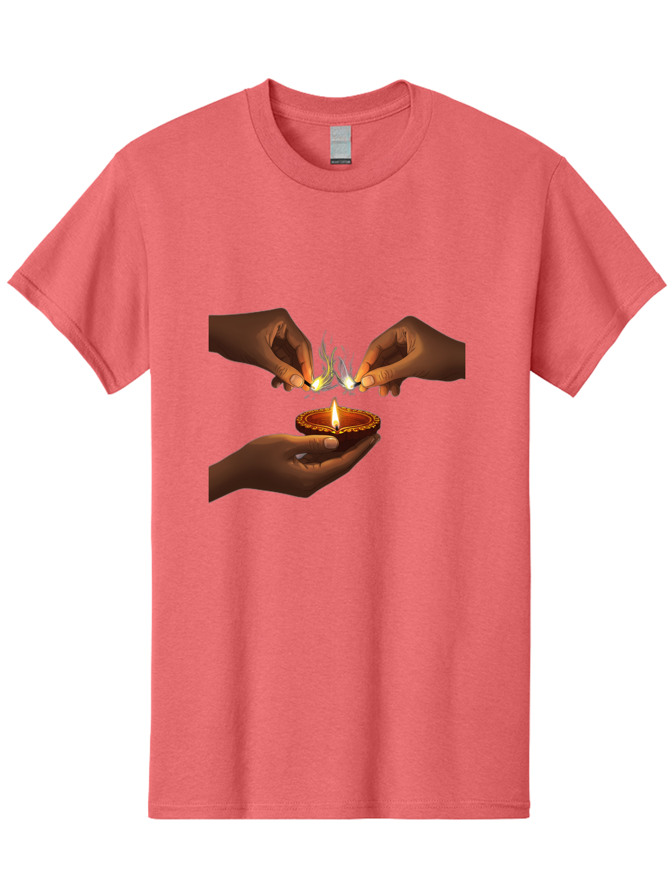 Diya-Lighting Men'S Graphic Tee, 100% Cotton, Comfortable Casual Summer Wear, Machine Washable, Lighting Diya, Traditional Indian Lamp, Unity In Diversity, Cultural Heritage, Festive Atmosphere, Togetherness, Harmony, Diwali Celebration Bad027