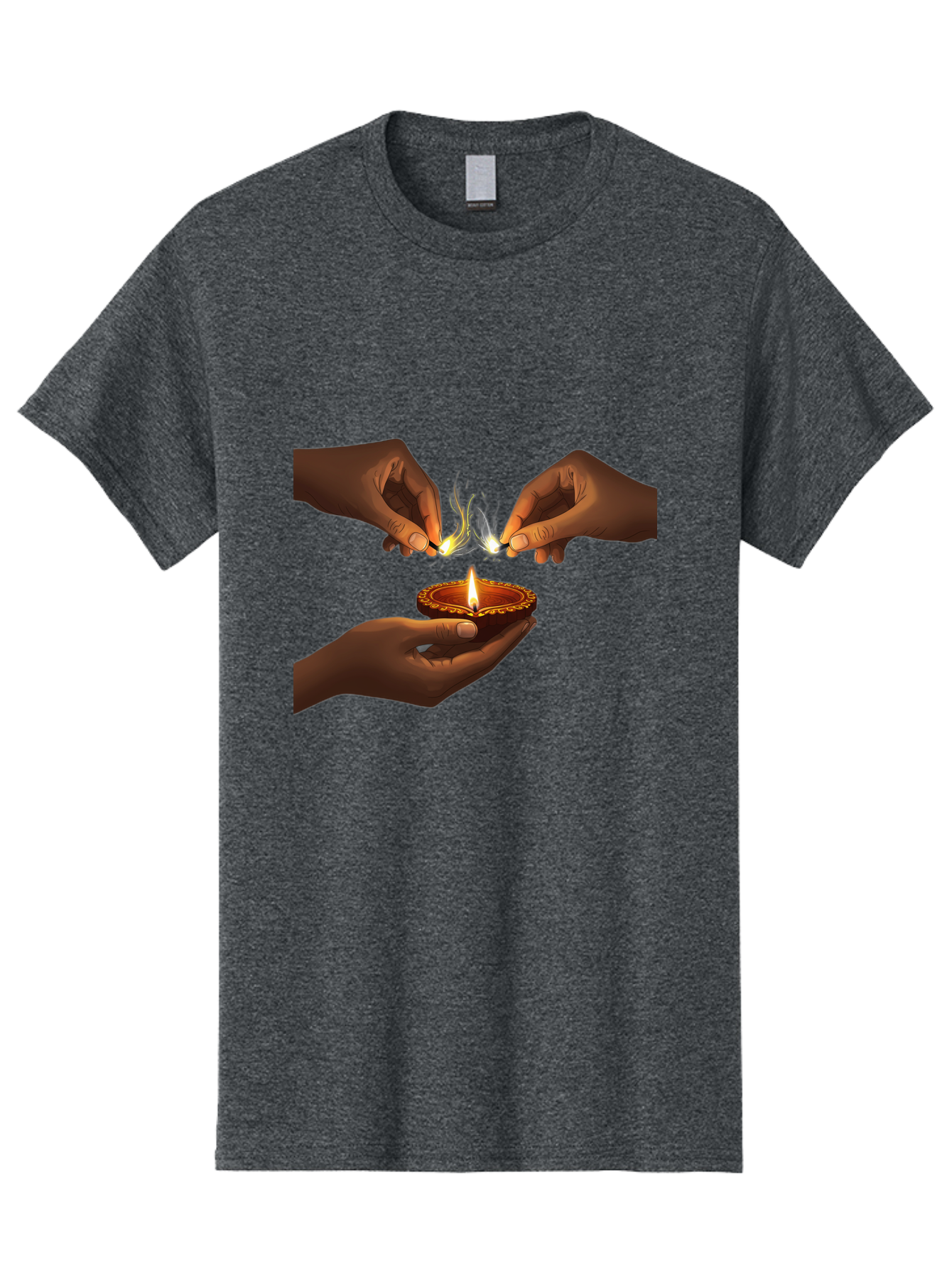 Diya-Lighting Men'S Graphic Tee, 100% Cotton, Comfortable Casual Summer Wear, Machine Washable, Lighting Diya, Traditional Indian Lamp, Unity In Diversity, Cultural Heritage, Festive Atmosphere, Togetherness, Harmony, Diwali Celebration Bad027
