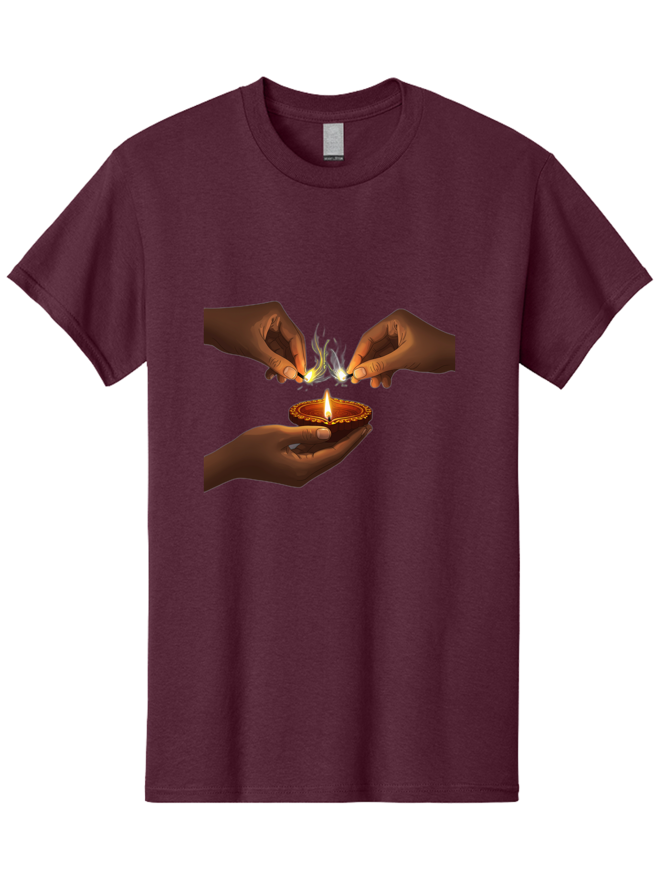 Diya-Lighting Men'S Graphic Tee, 100% Cotton, Comfortable Casual Summer Wear, Machine Washable, Lighting Diya, Traditional Indian Lamp, Unity In Diversity, Cultural Heritage, Festive Atmosphere, Togetherness, Harmony, Diwali Celebration Bad027