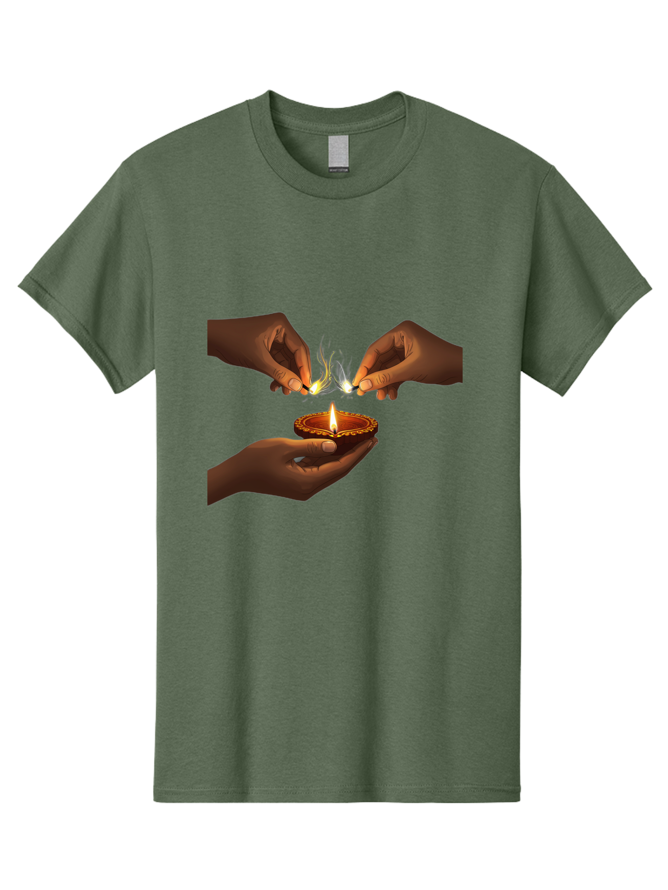 Diya-Lighting Men'S Graphic Tee, 100% Cotton, Comfortable Casual Summer Wear, Machine Washable, Lighting Diya, Traditional Indian Lamp, Unity In Diversity, Cultural Heritage, Festive Atmosphere, Togetherness, Harmony, Diwali Celebration Bad027
