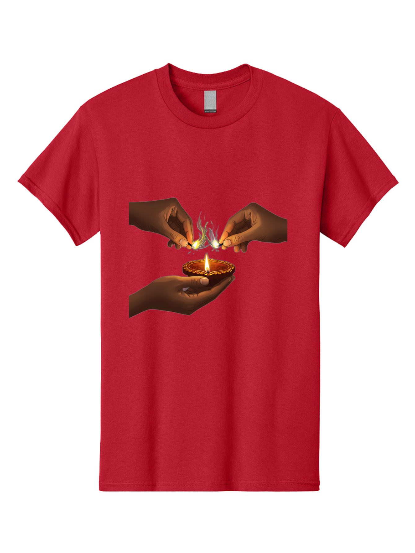 Diya-Lighting Men'S Graphic Tee, 100% Cotton, Comfortable Casual Summer Wear, Machine Washable, Lighting Diya, Traditional Indian Lamp, Unity In Diversity, Cultural Heritage, Festive Atmosphere, Togetherness, Harmony, Diwali Celebration Bad027