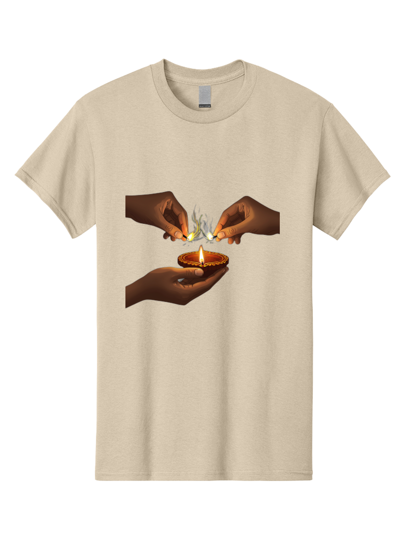 Diya-Lighting Men'S Graphic Tee, 100% Cotton, Comfortable Casual Summer Wear, Machine Washable, Lighting Diya, Traditional Indian Lamp, Unity In Diversity, Cultural Heritage, Festive Atmosphere, Togetherness, Harmony, Diwali Celebration Bad027