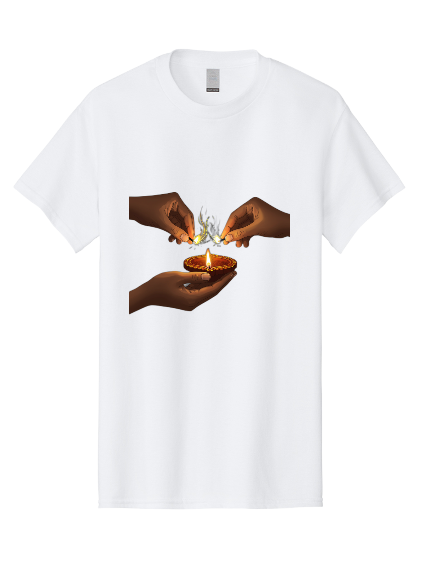 Diya-Lighting Men'S Graphic Tee, 100% Cotton, Comfortable Casual Summer Wear, Machine Washable, Lighting Diya, Traditional Indian Lamp, Unity In Diversity, Cultural Heritage, Festive Atmosphere, Togetherness, Harmony, Diwali Celebration Bad027