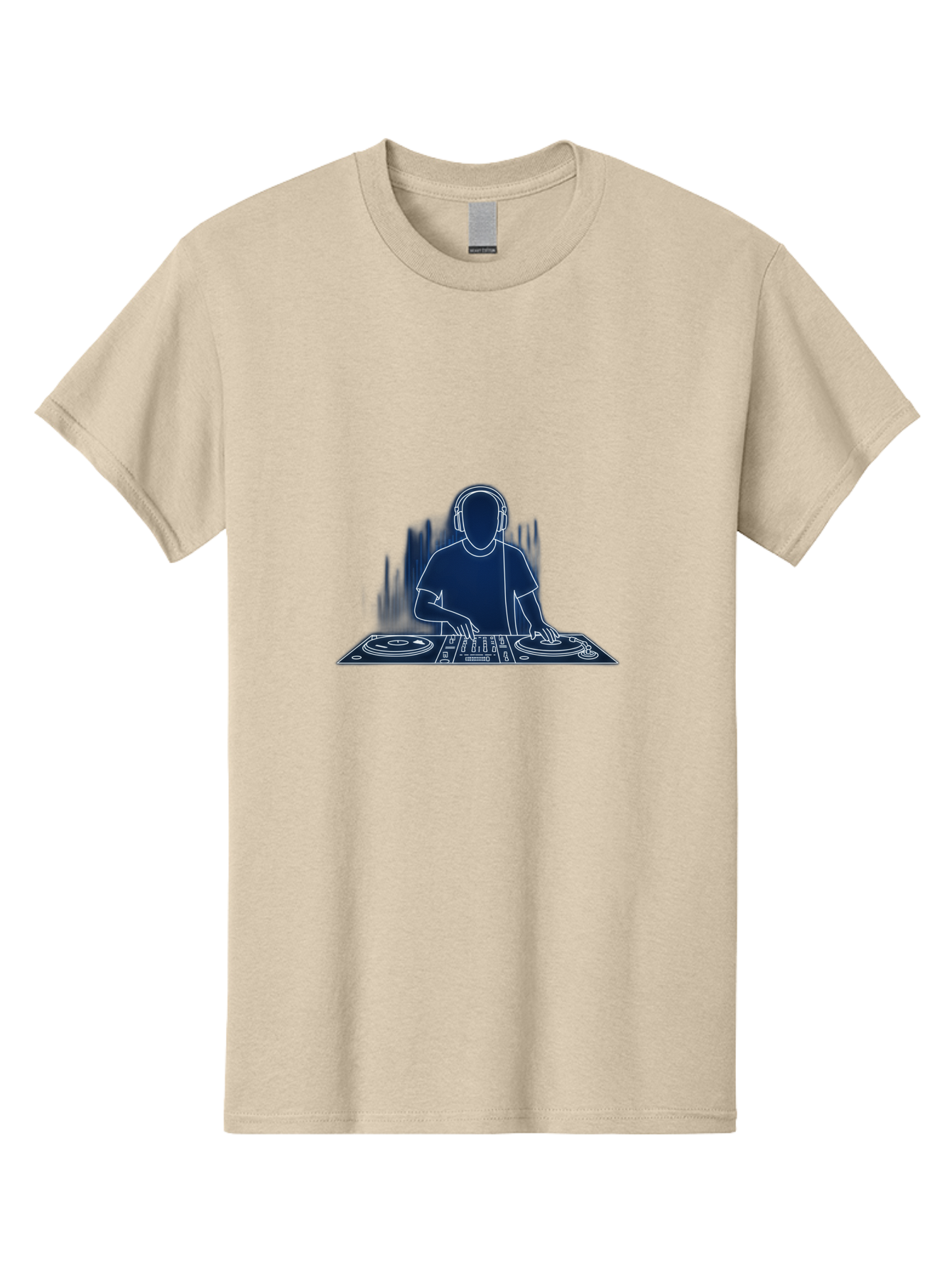 Dj-1 Men'S Graphic Tee, 100% Cotton, Comfortable Casual Summer Wear, Machine Washable, Dj Mixing Music, Dj Controller, Sound Waves, Electronic Dance Music, Dj Equipment, Music Production, Turntables Bad030