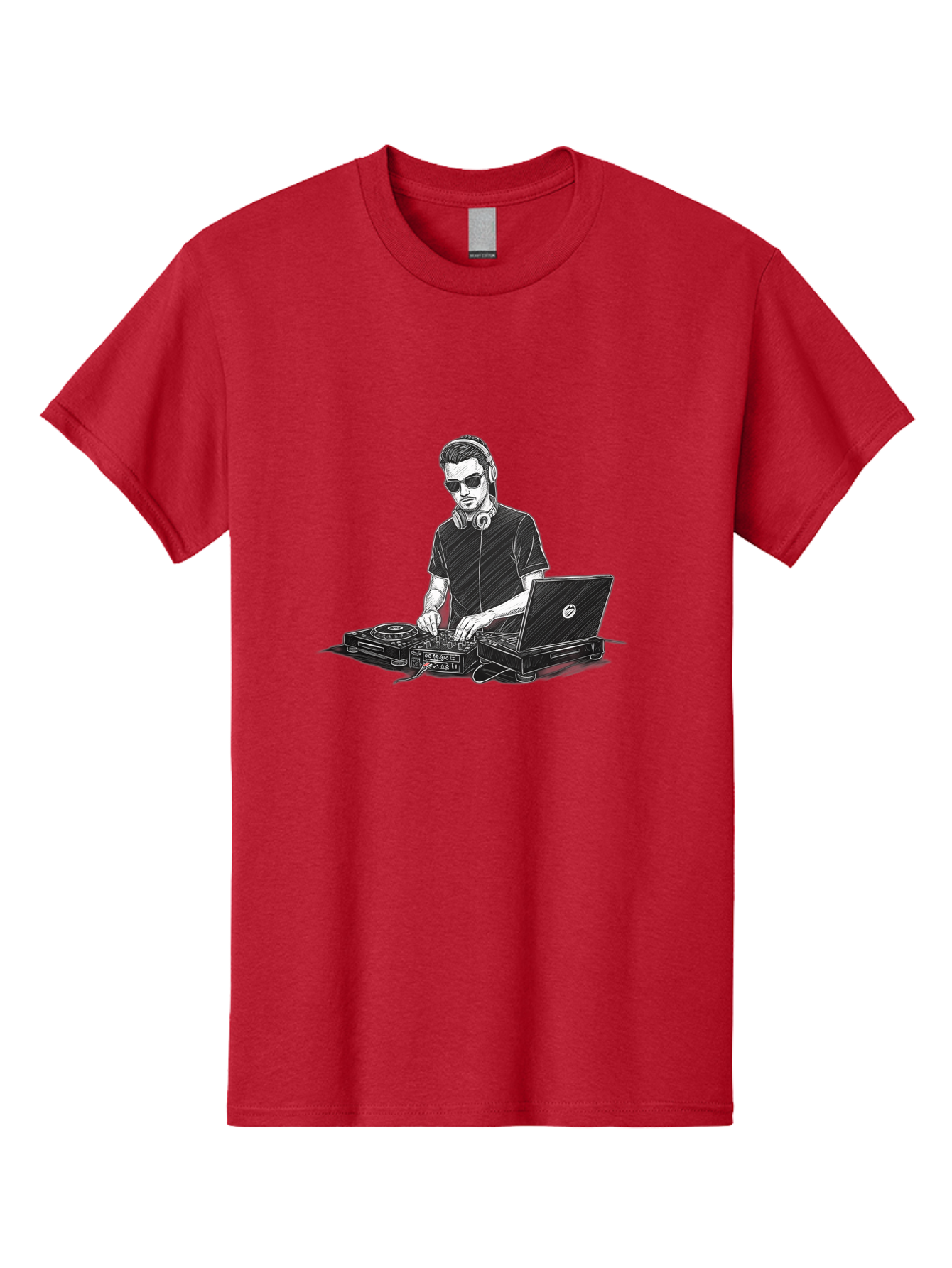 Dj-3 Men'S Graphic Tee, 100% Cotton, Comfortable Casual Summer Wear, Machine Washable, Dj Equipment, Laptop, Dj Controller, Mix Tracks, Music Production, Electronic Dance Music, Headphone, Dell Laptop Bad032
