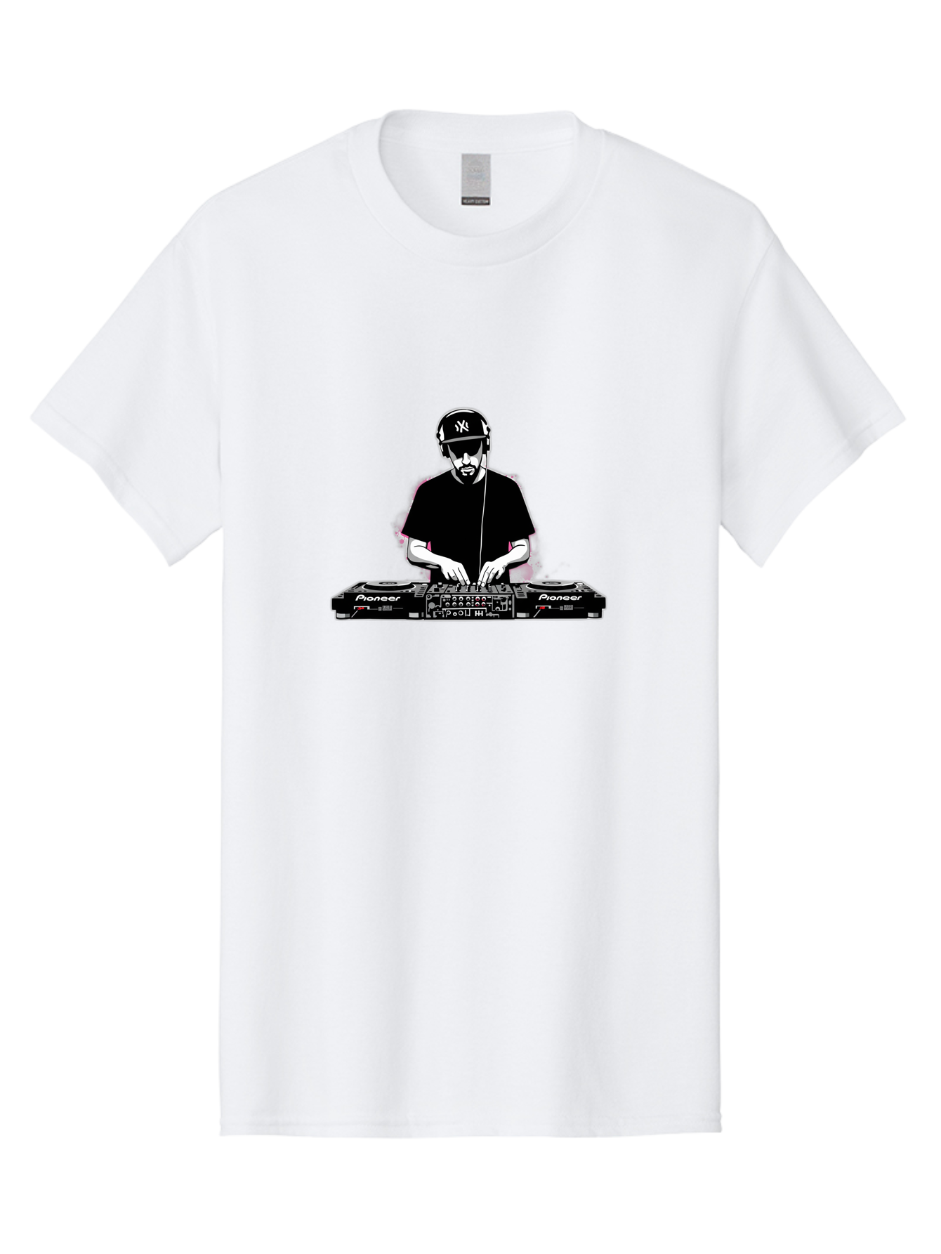 Dj-At-Work Men'S Graphic Tee, 100% Cotton, Comfortable Casual Summer Wear, Machine Washable, Dj Mixing Music, Pioneer Dj Controller, Electronic Dance Music, Dj Equipment, Music Production, Dj Performance, Club Dj, Dj Setup, Mixing Tracks Bad033