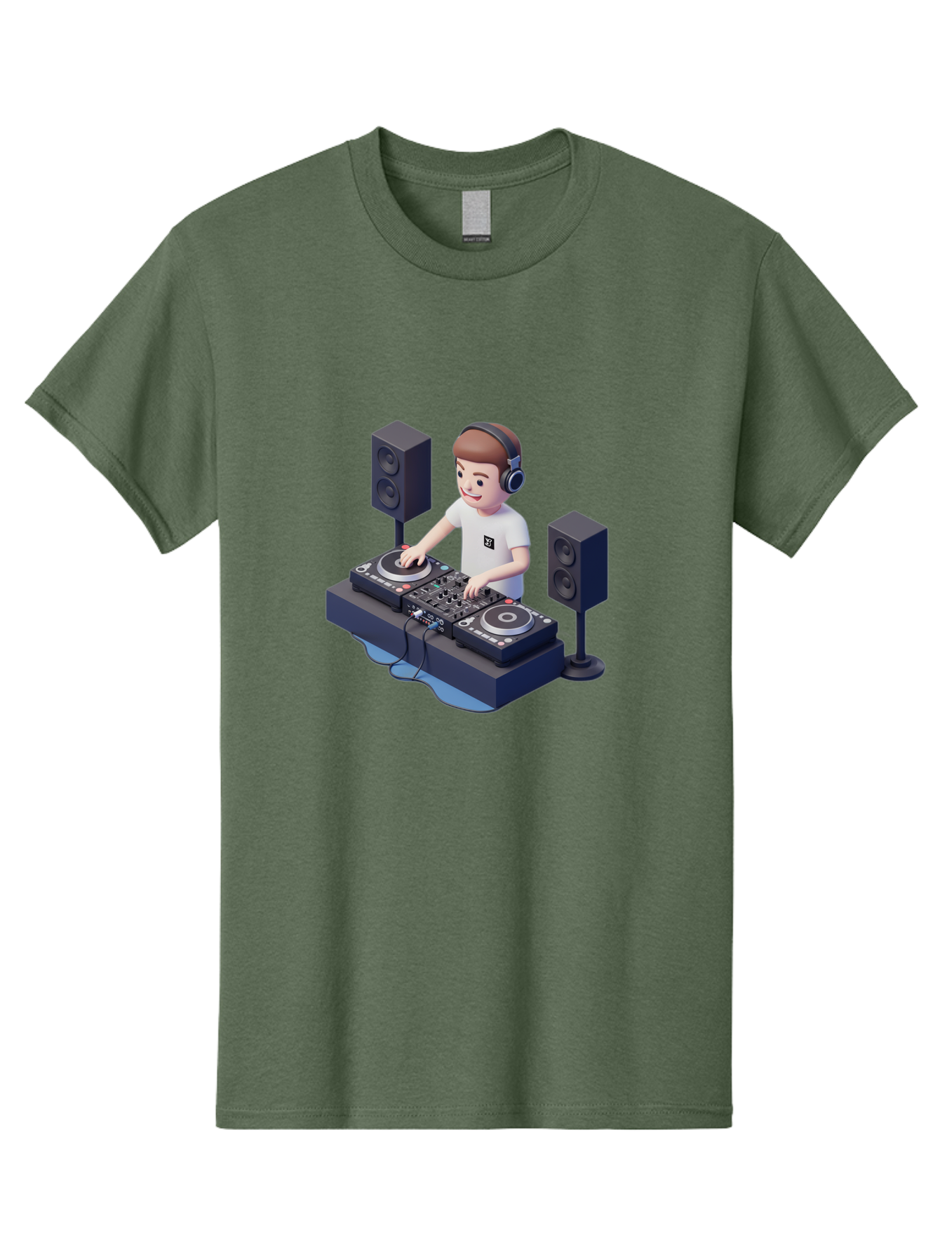 Dj-Controller Men'S Graphic Tee, 100% Cotton, Comfortable Casual Summer Wear, Machine Washable, Cartoon Dj, Dj Controller, Sound Equipment, Music Production, Electronic Dance Music, Dj Setup, Headphones, Speakers, Turntables Bad041