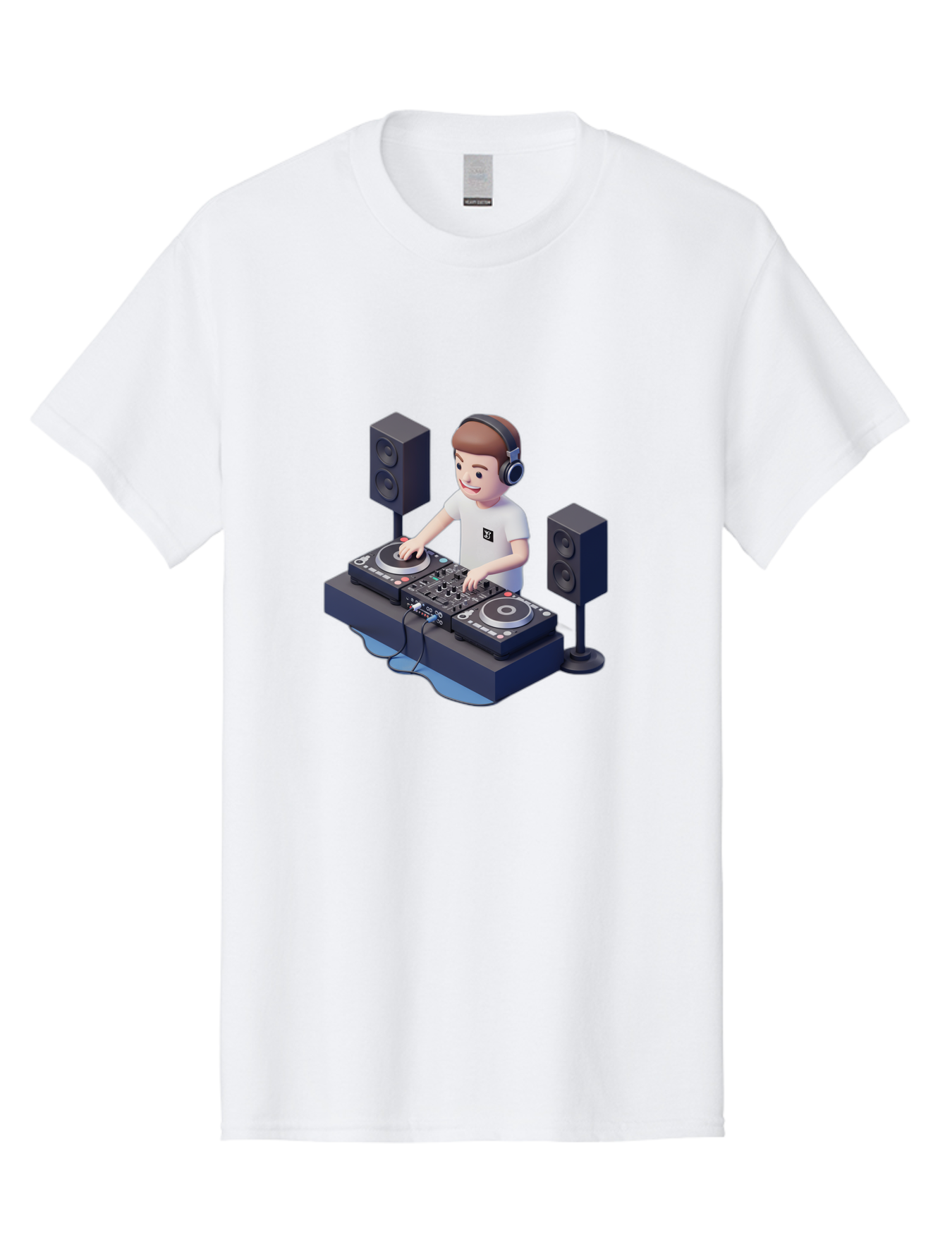 Dj-Controller Men'S Graphic Tee, 100% Cotton, Comfortable Casual Summer Wear, Machine Washable, Cartoon Dj, Dj Controller, Sound Equipment, Music Production, Electronic Dance Music, Dj Setup, Headphones, Speakers, Turntables Bad041