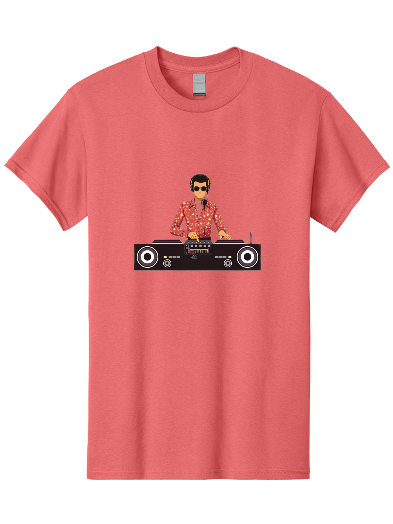 Dj-Mixing Men'S Graphic Tee, 100% Cotton, Comfortable Casual Summer Wear, Machine Washable, Dj Equipment, Vinyl Records, Music Production, Dj Setup, Sound Mix, Electronic Dance Music, Club Night, Turntables, Sound Controllers, Professional Dj Bad044