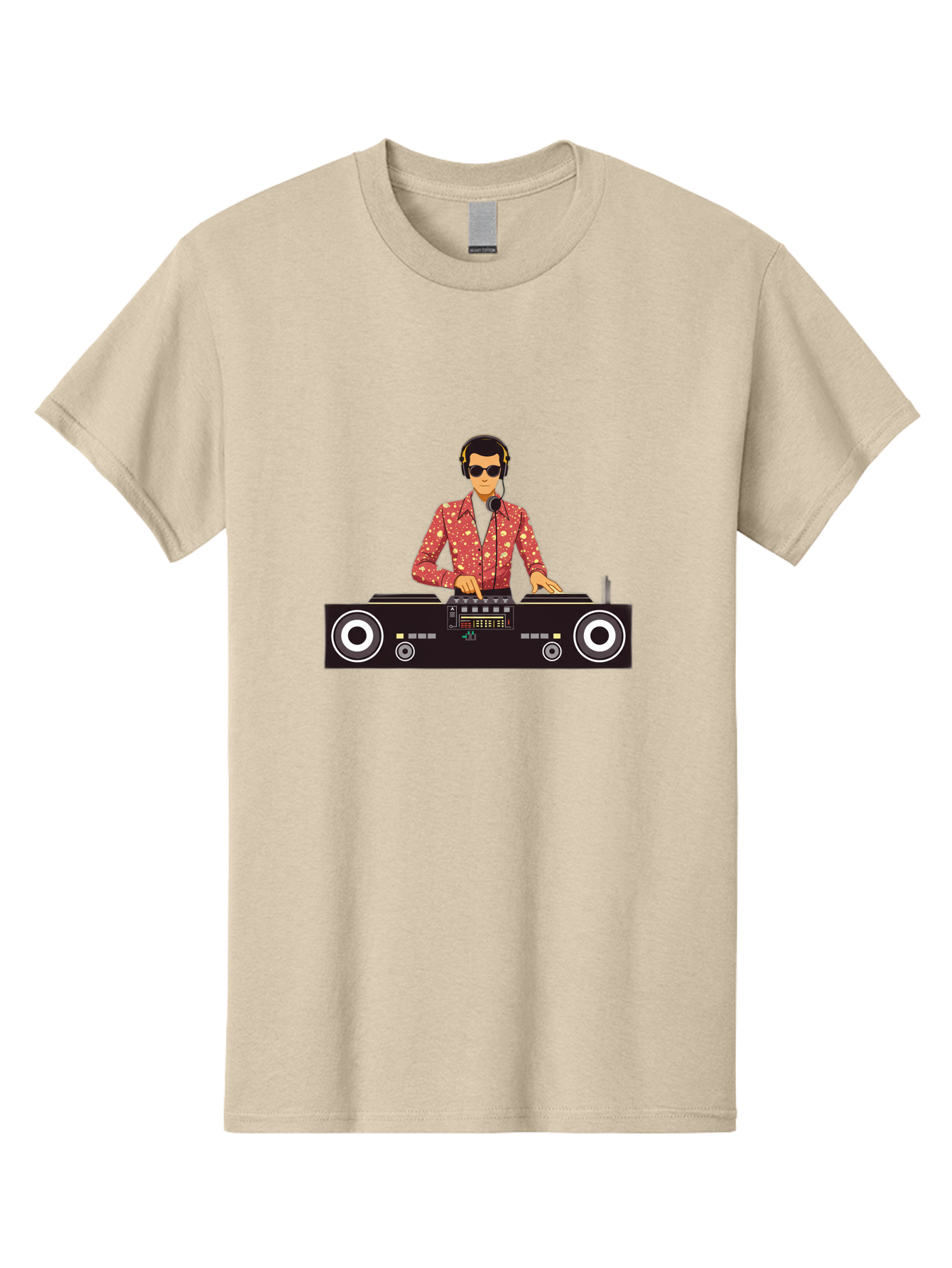 Dj-Mixing Men'S Graphic Tee, 100% Cotton, Comfortable Casual Summer Wear, Machine Washable, Dj Equipment, Vinyl Records, Music Production, Dj Setup, Sound Mix, Electronic Dance Music, Club Night, Turntables, Sound Controllers, Professional Dj Bad044