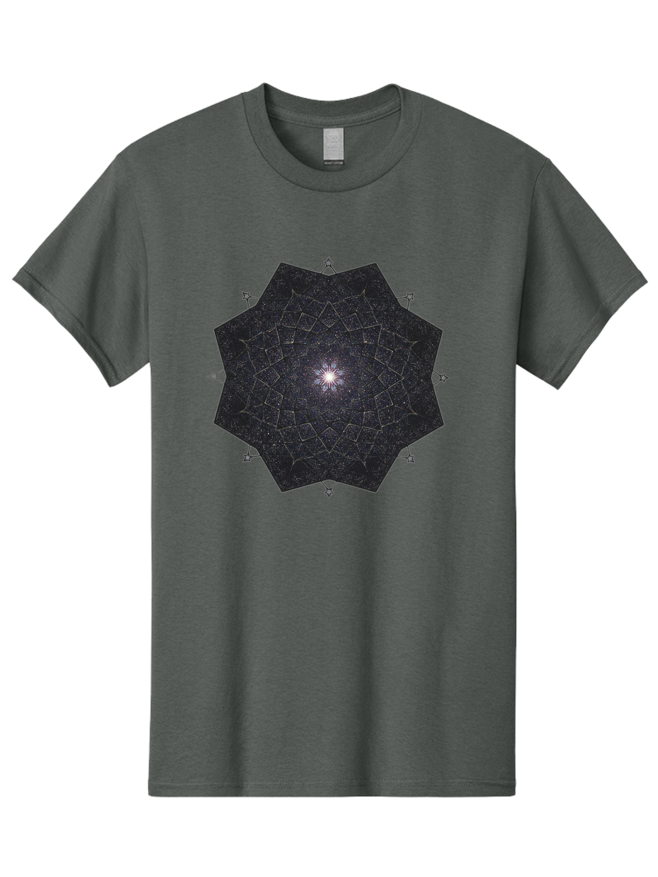 Dodecahedron-Galaxy Men'S Graphic Tee, 100% Cotton, Comfortable Casual Summer Wear, Machine Washable, Stylized Star Design, Geometric Pattern, Celestial Body, Starry Night Sky, Abstract Art, Modern Design, Futuristic, Digital Art Bad053